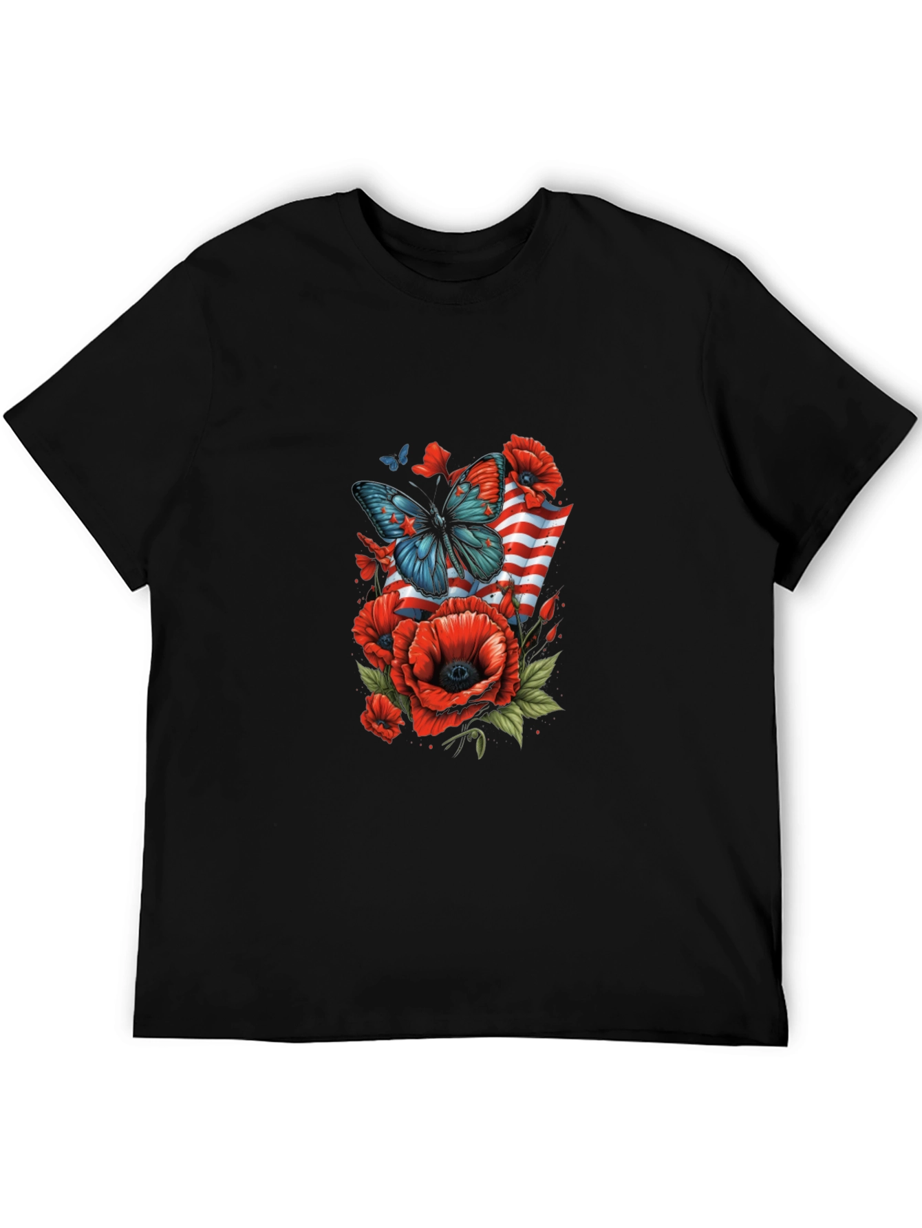 Patriotic Butterfly & Poppy Graphic Tee