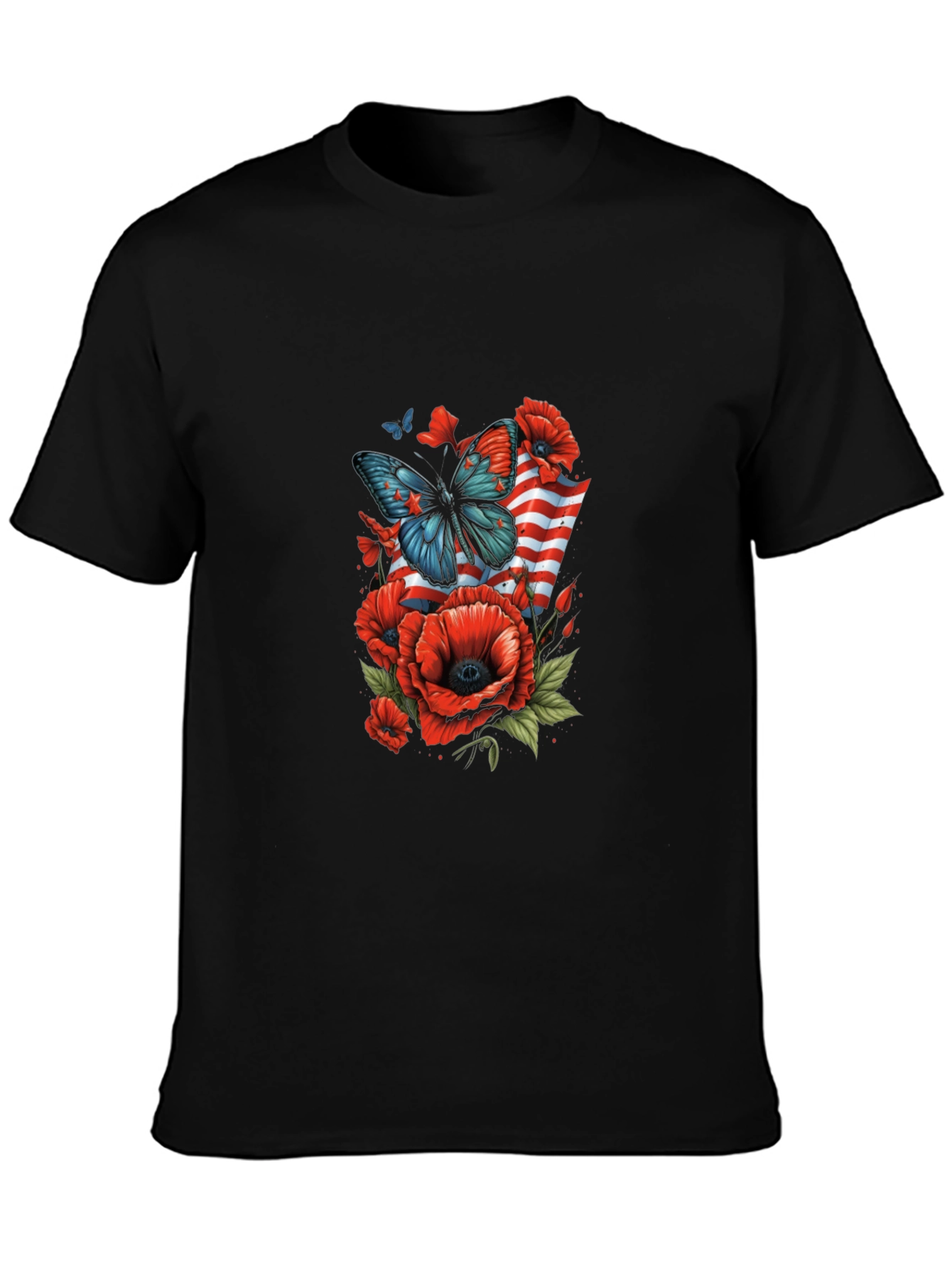 Patriotic Butterfly & Poppy Graphic Tee