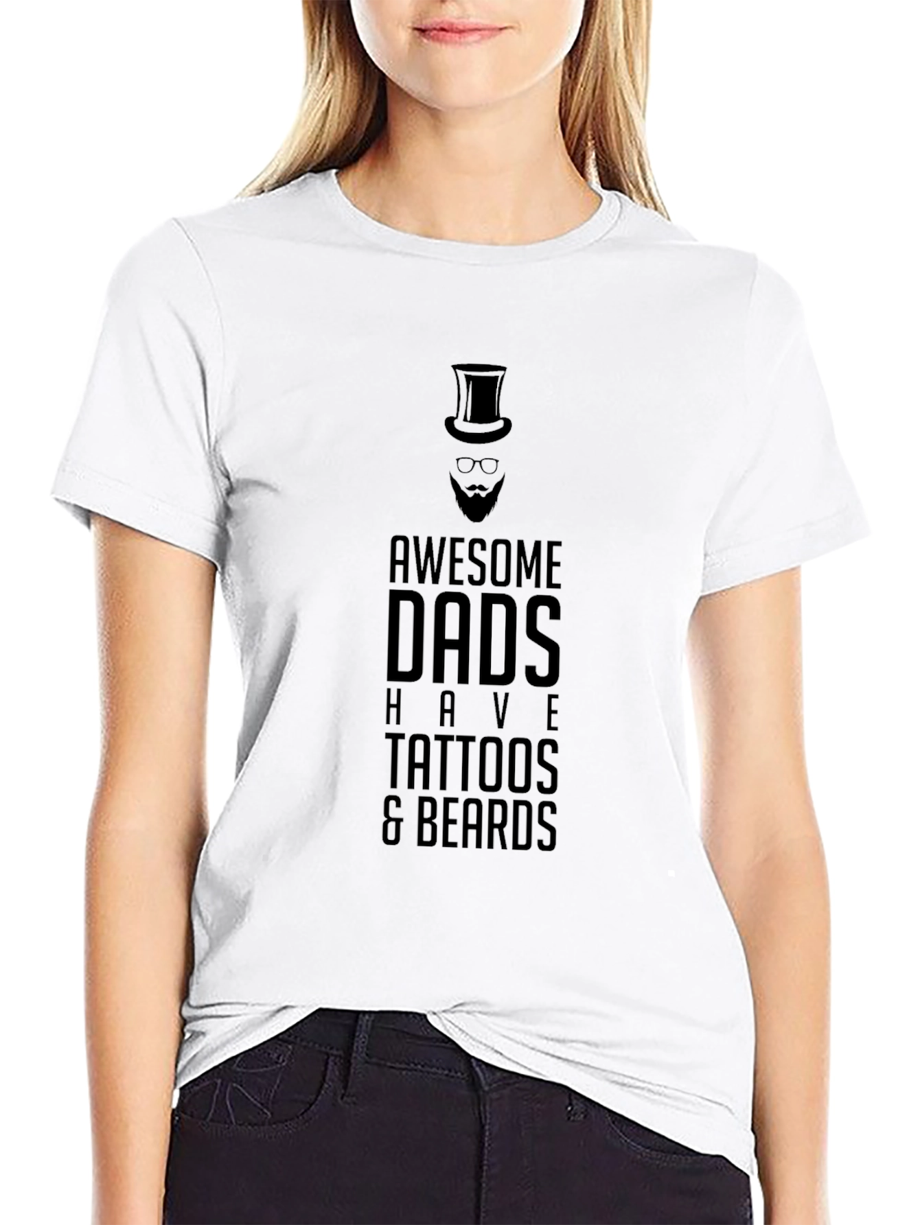 Awesome Dads Tattooed & Bearded Black T-Shirt