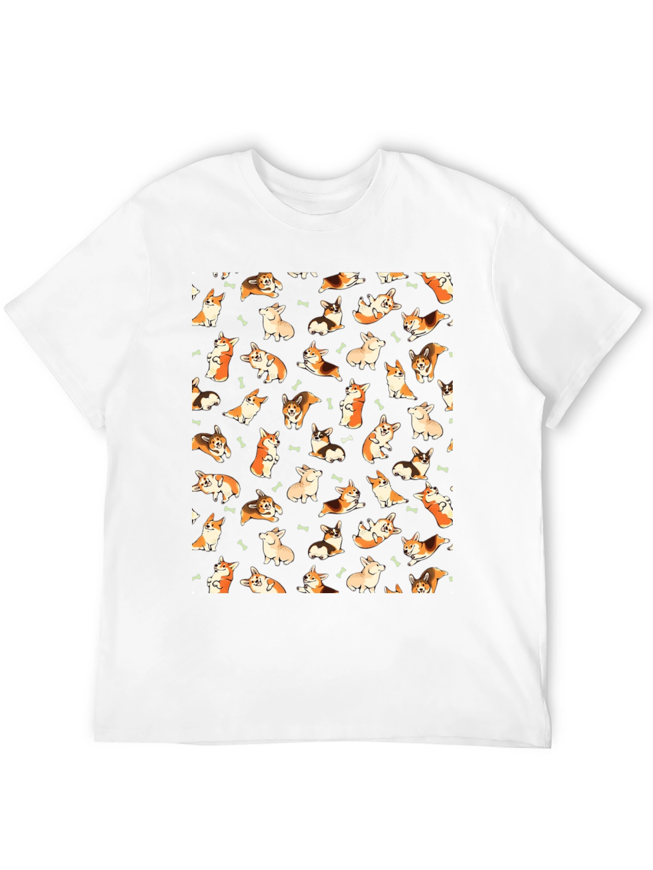 Corgi Print Black T-Shirt