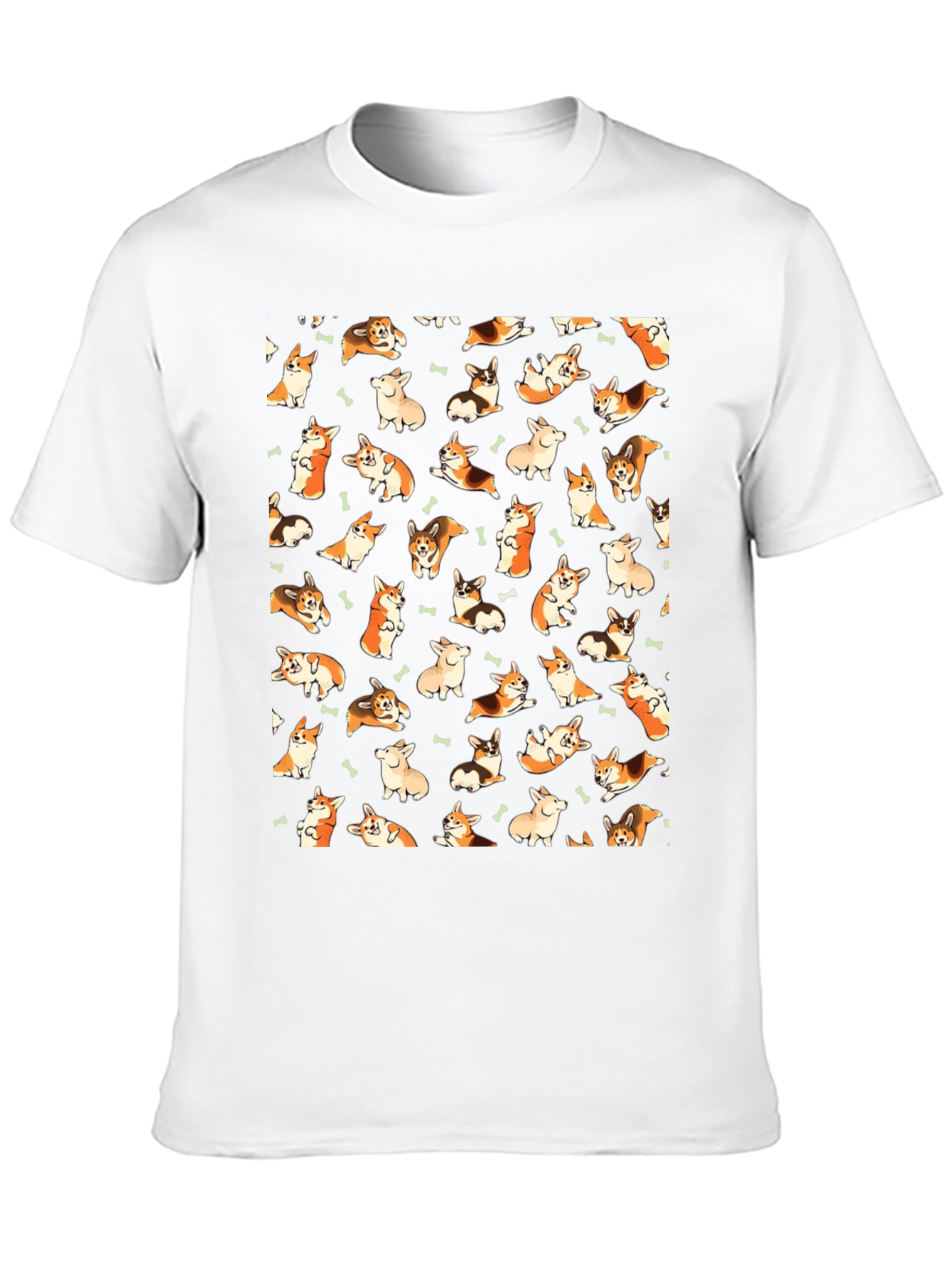 Corgi Print Black T-Shirt
