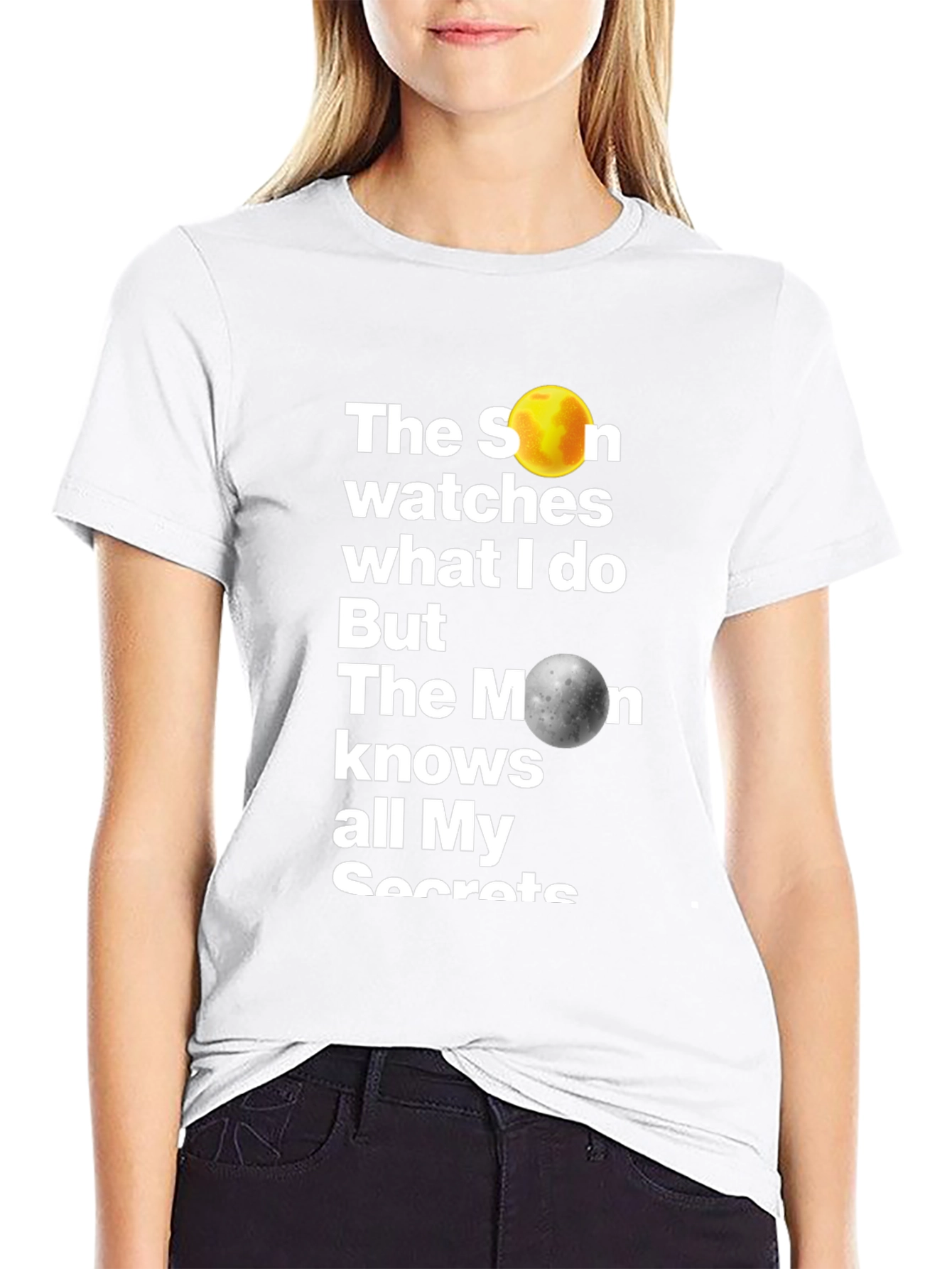 Celestial Secrets Graphic T-Shirt - Sun & Moon Design