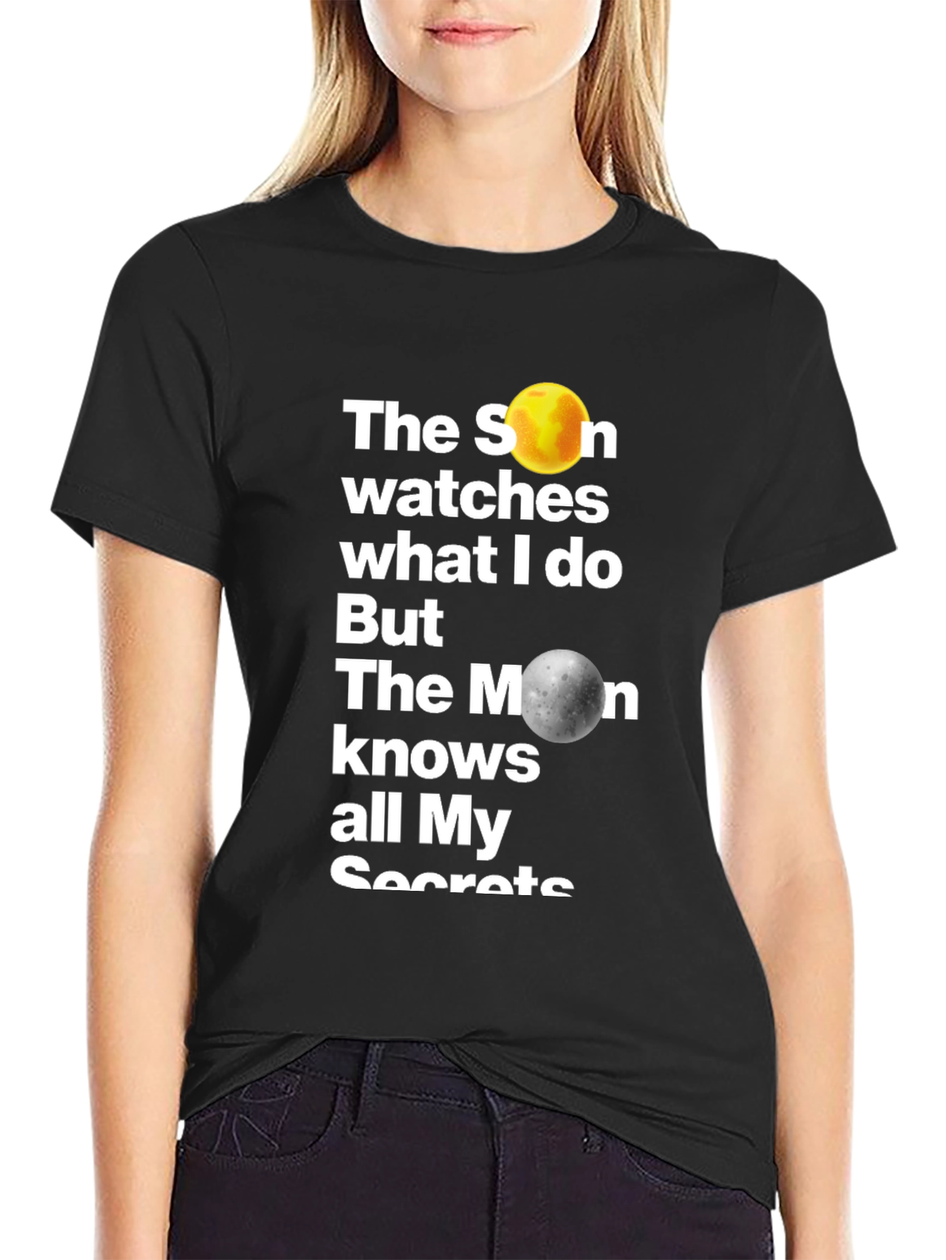 Celestial Secrets Graphic T-Shirt - Sun & Moon Design