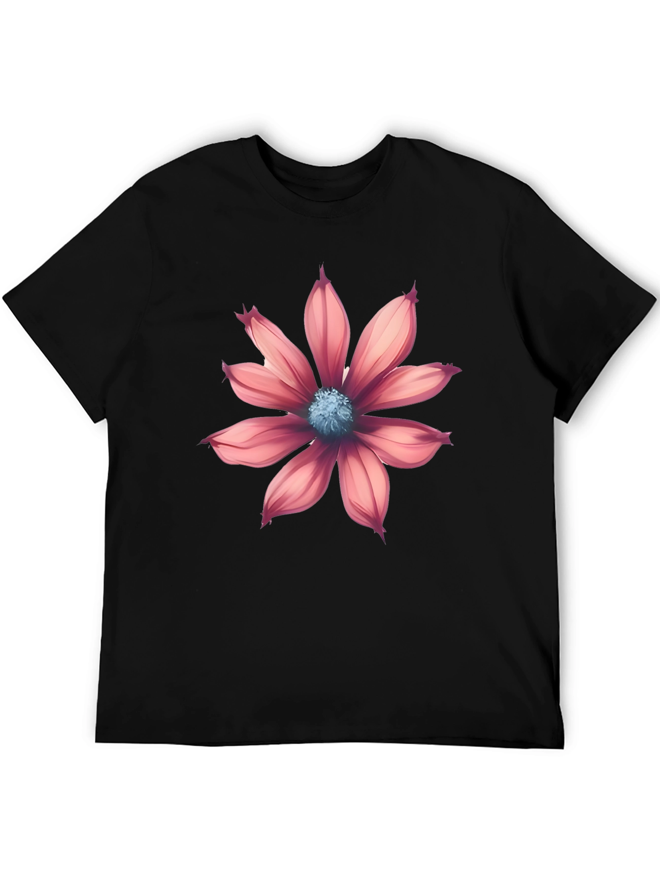 Floral Graphic Print Black T-Shirt