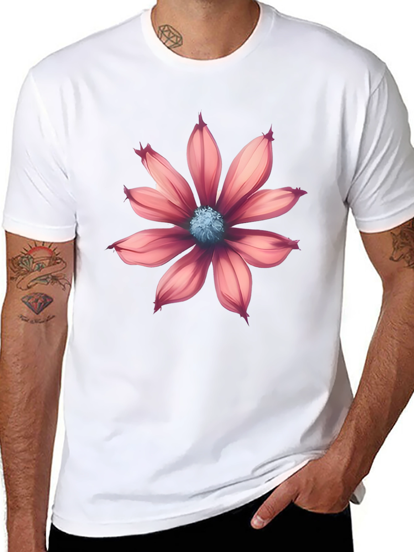 Floral Graphic Print Black T-Shirt