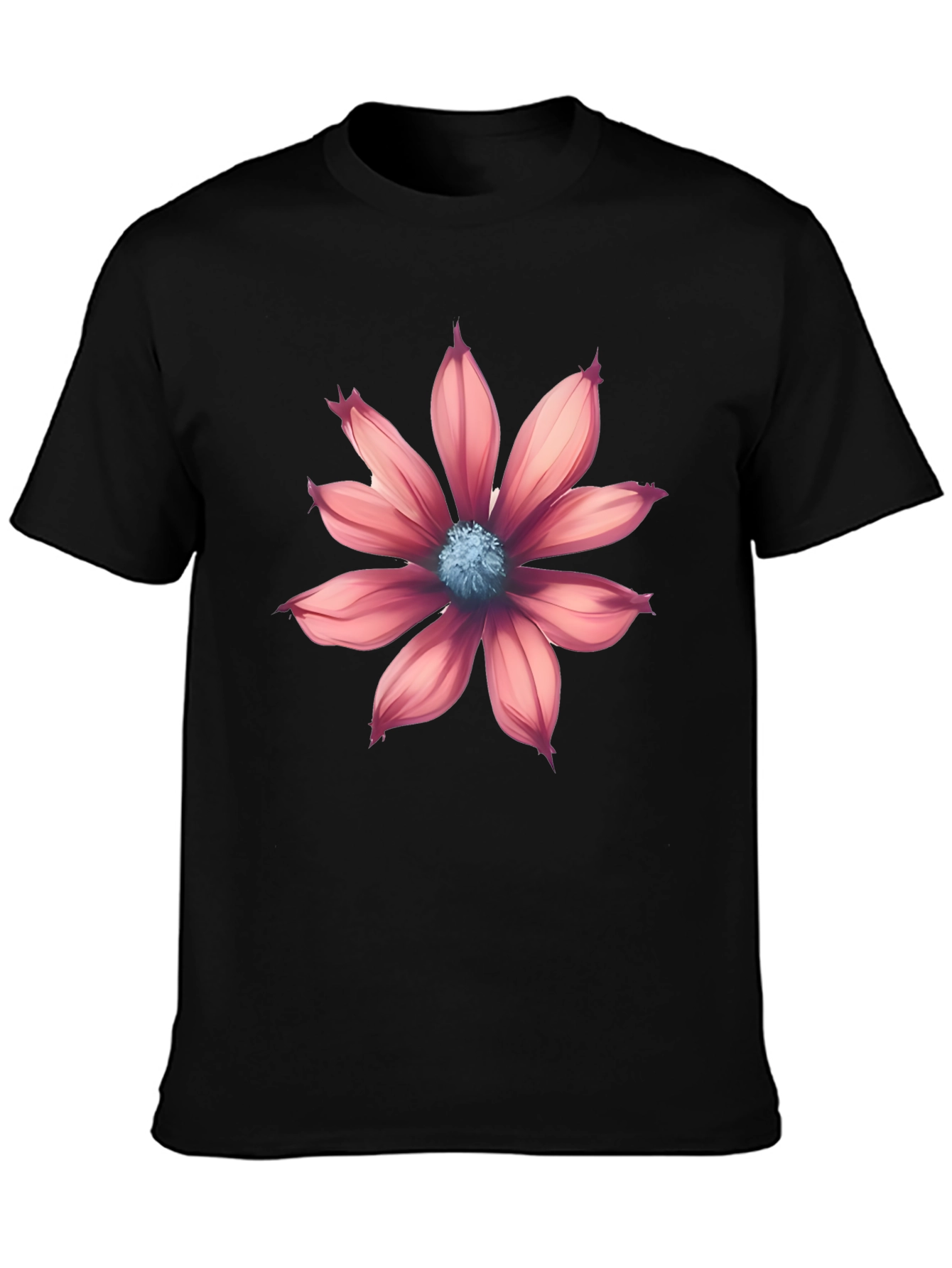 Floral Graphic Print Black T-Shirt