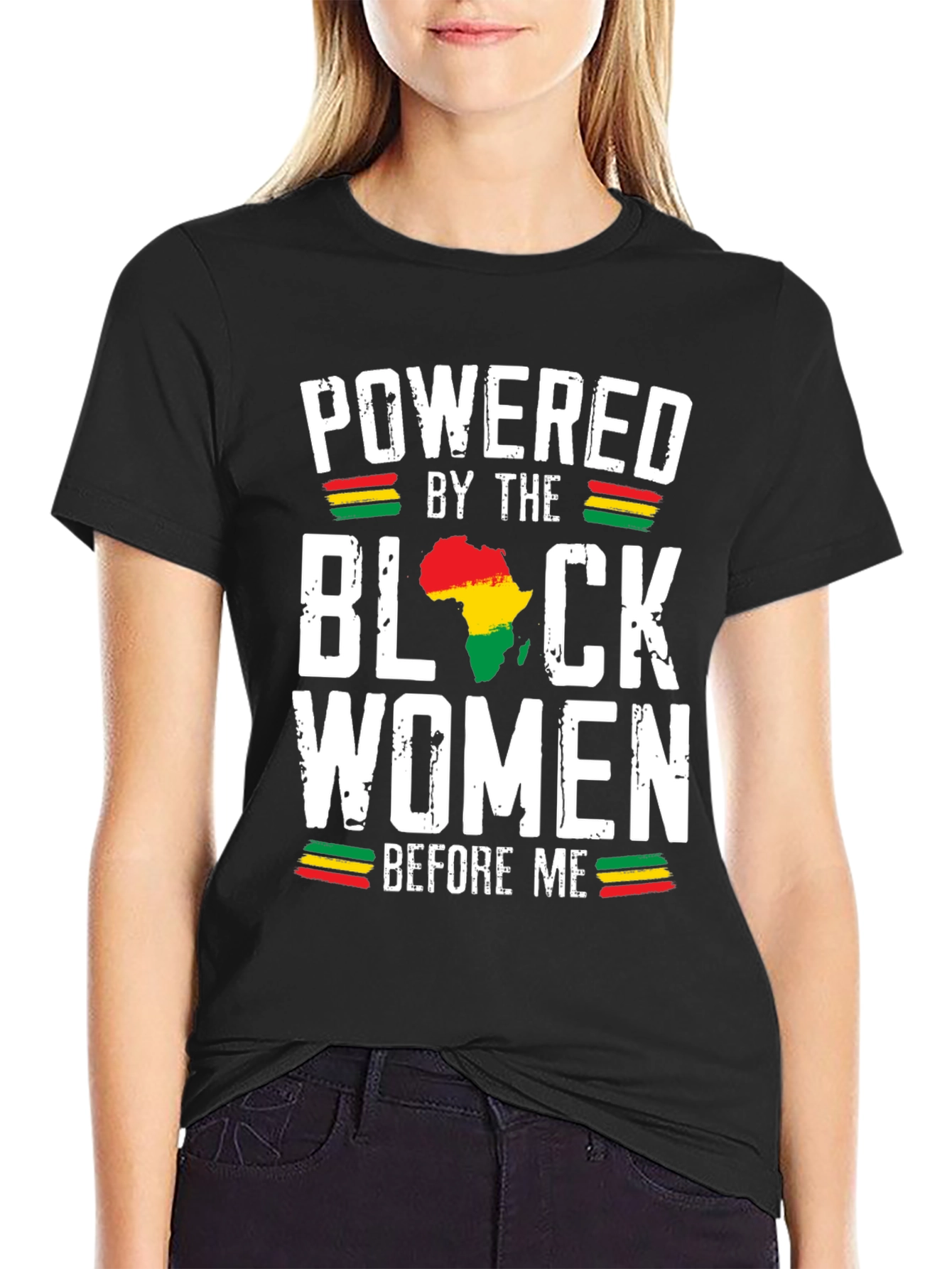 Powered by Black Women T-Shirt - Africa Map