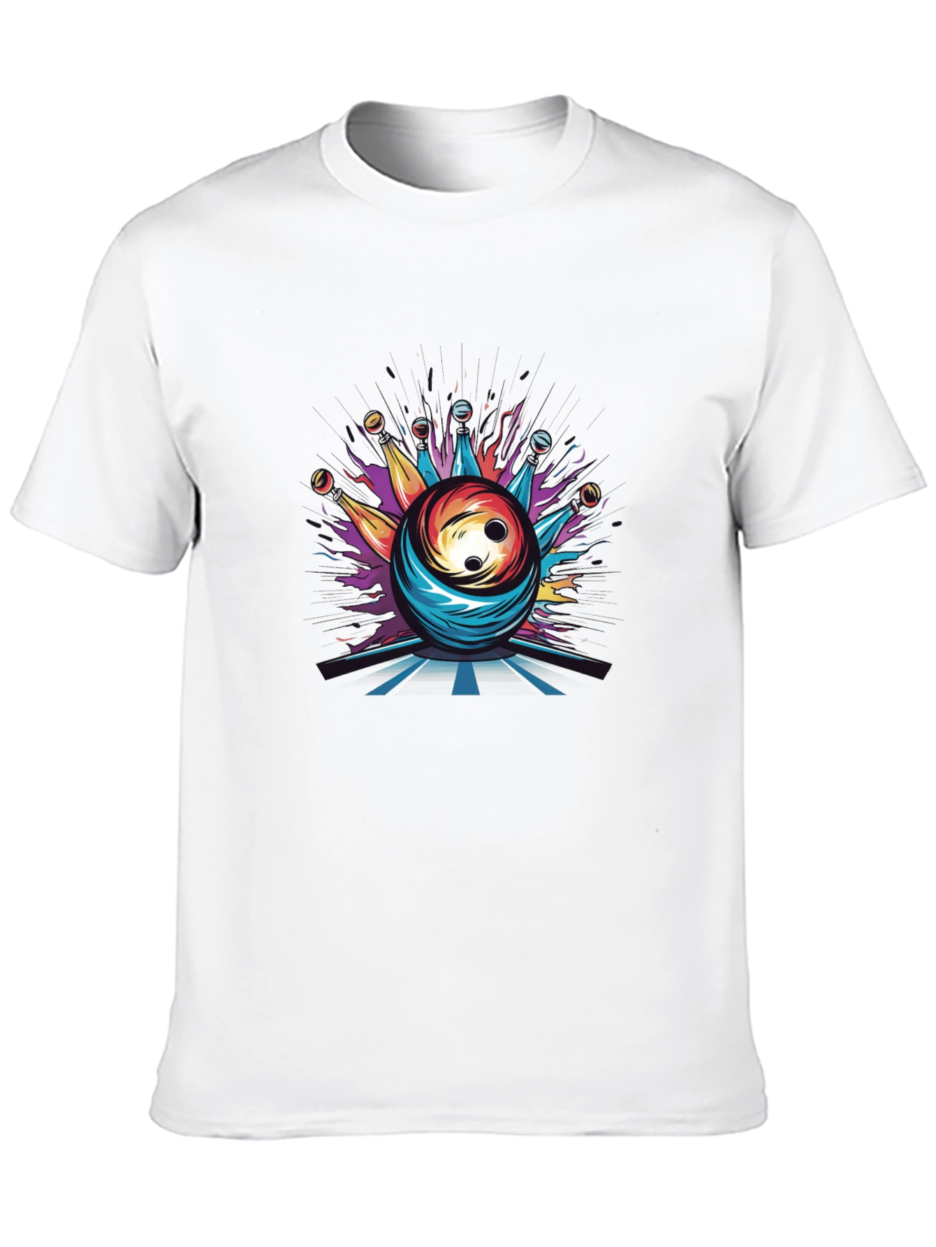 Psychedelic Bowling Ball Graphic Tee - Mens Black T-Shirt