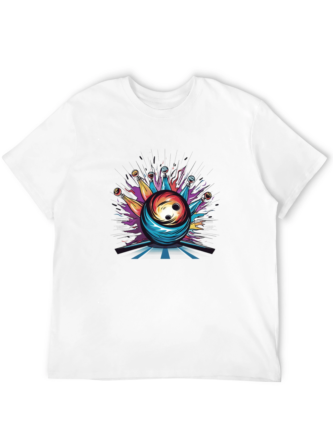 Psychedelic Bowling Ball Graphic Tee - Mens Black T-Shirt