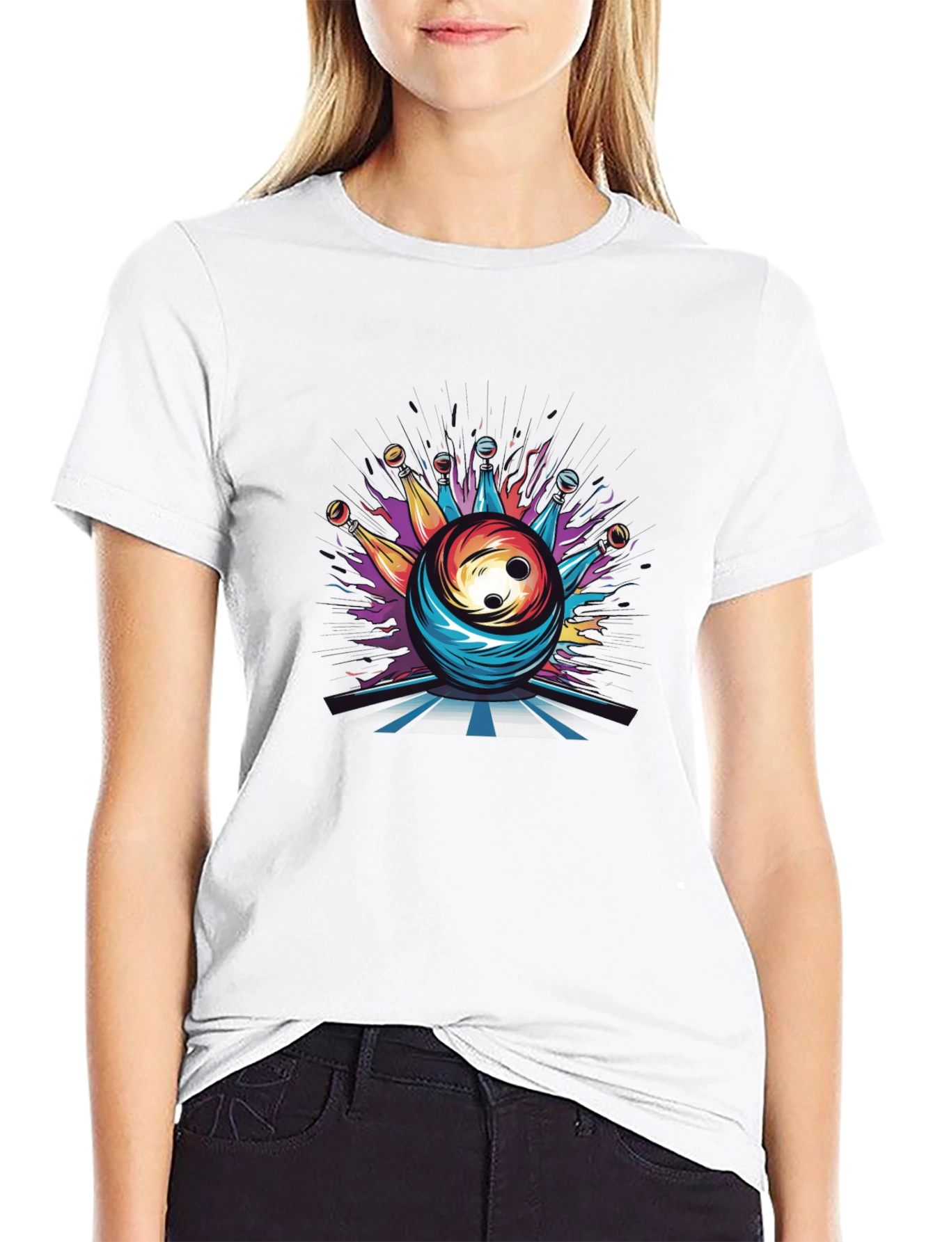 Psychedelic Bowling Ball Graphic Tee - Mens Black T-Shirt