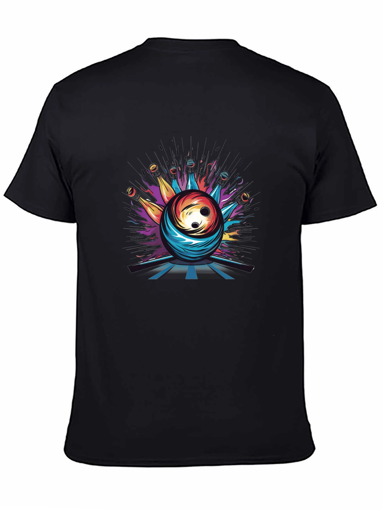 Psychedelic Bowling Ball Graphic Tee - Mens Black T-Shirt