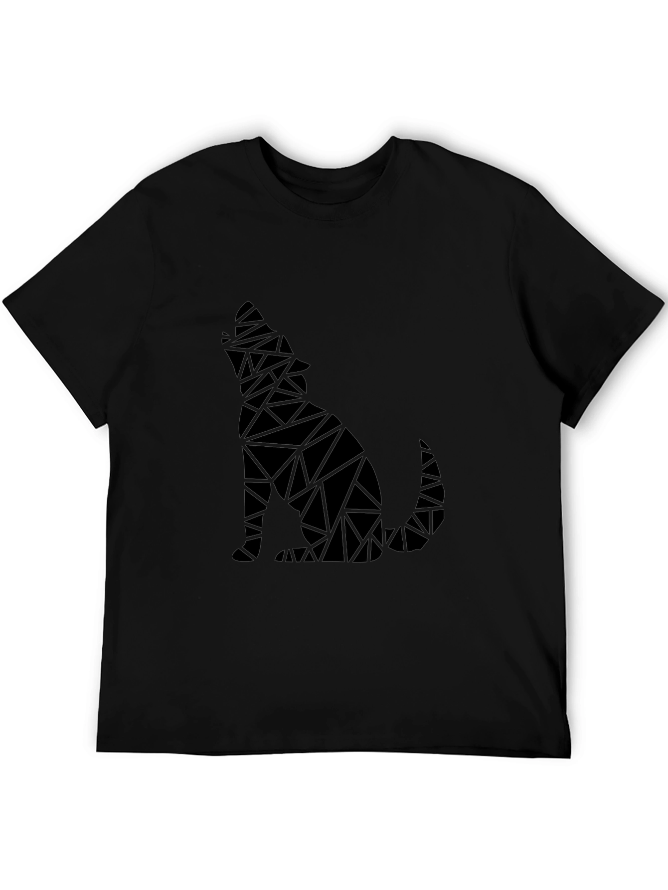 Geometric Wolf Graphic Mens Black T-Shirt