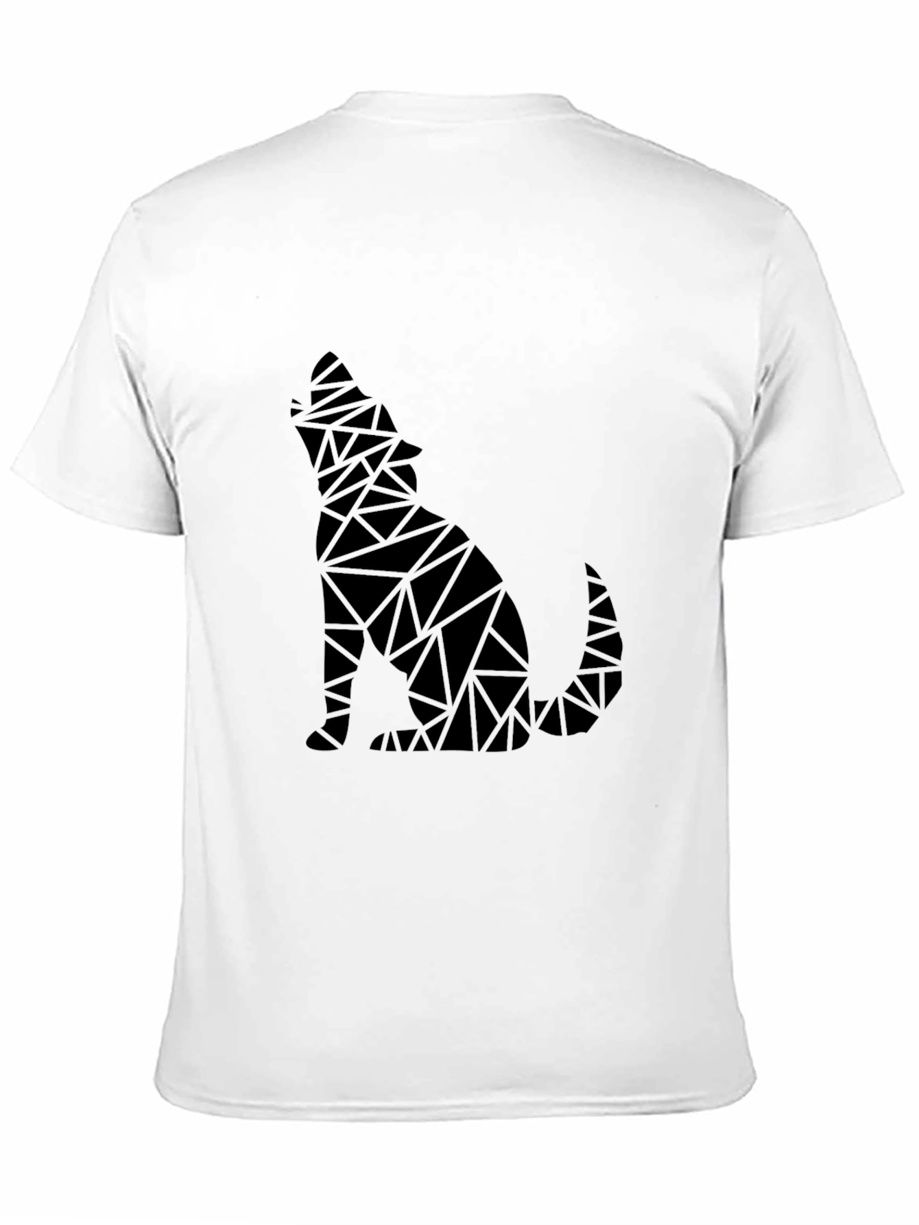 Geometric Wolf Graphic Mens Black T-Shirt