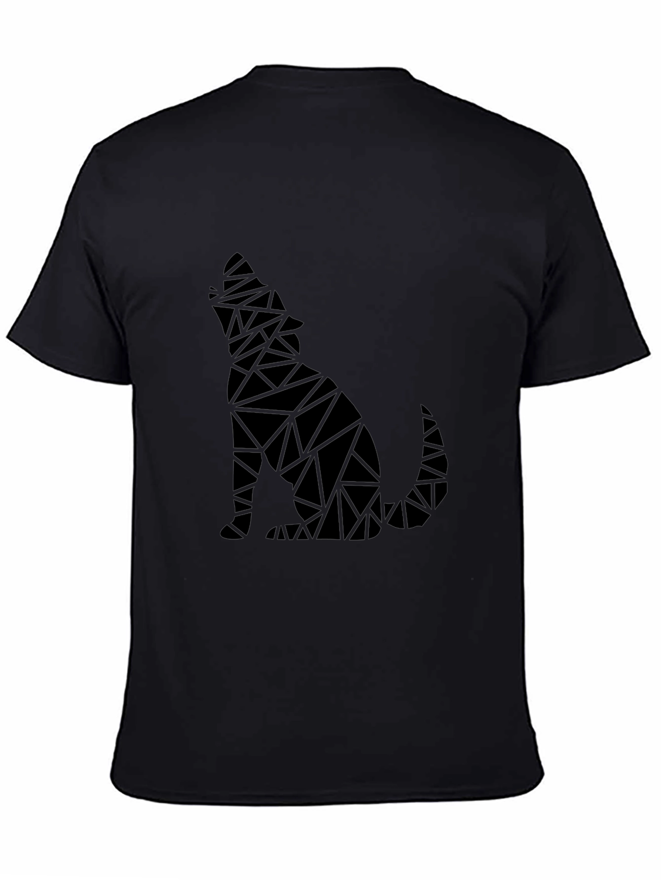 Geometric Wolf Graphic Mens Black T-Shirt