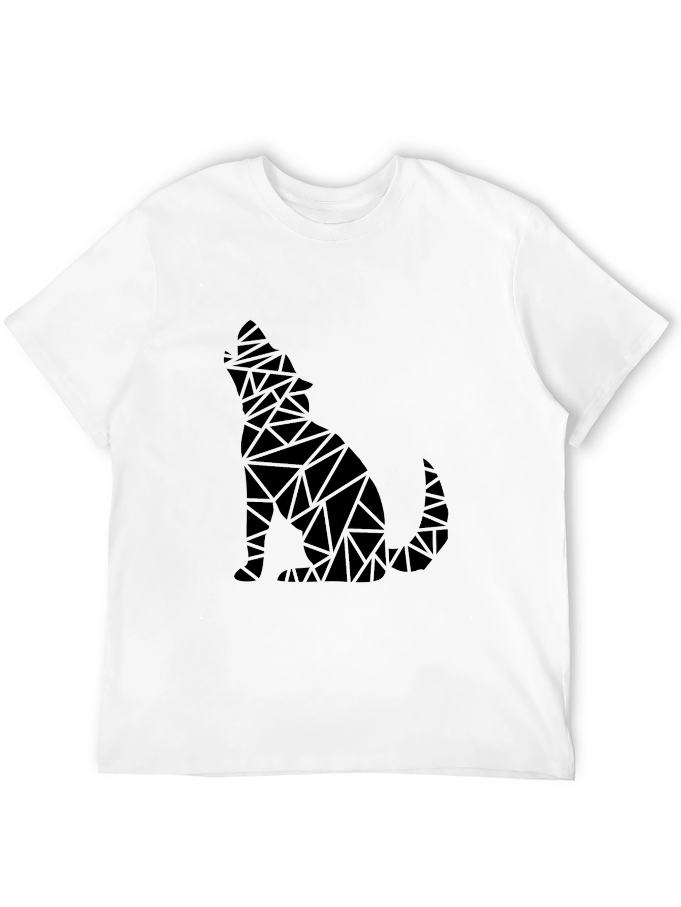 Geometric Wolf Graphic Mens Black T-Shirt