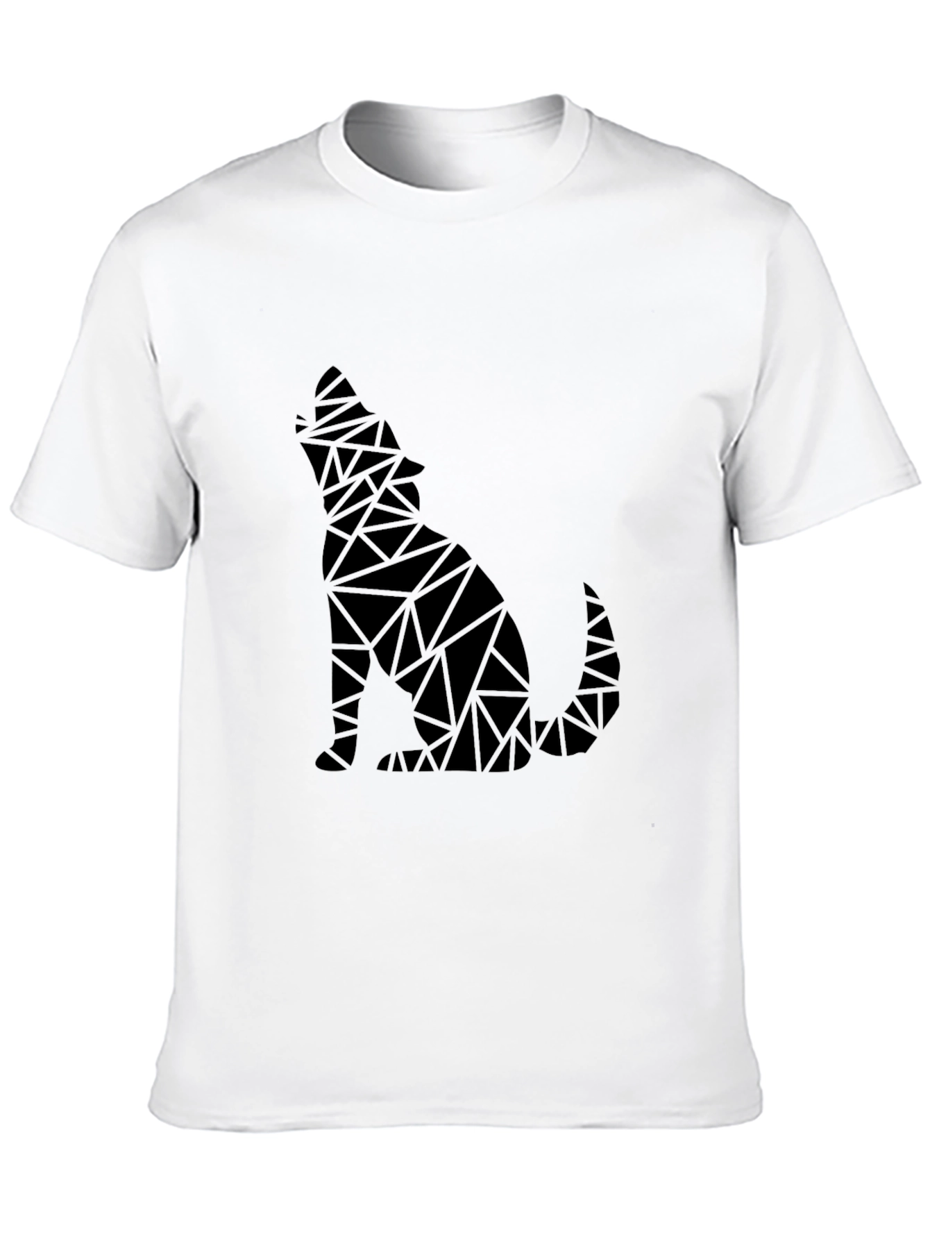 Geometric Wolf Graphic Mens Black T-Shirt