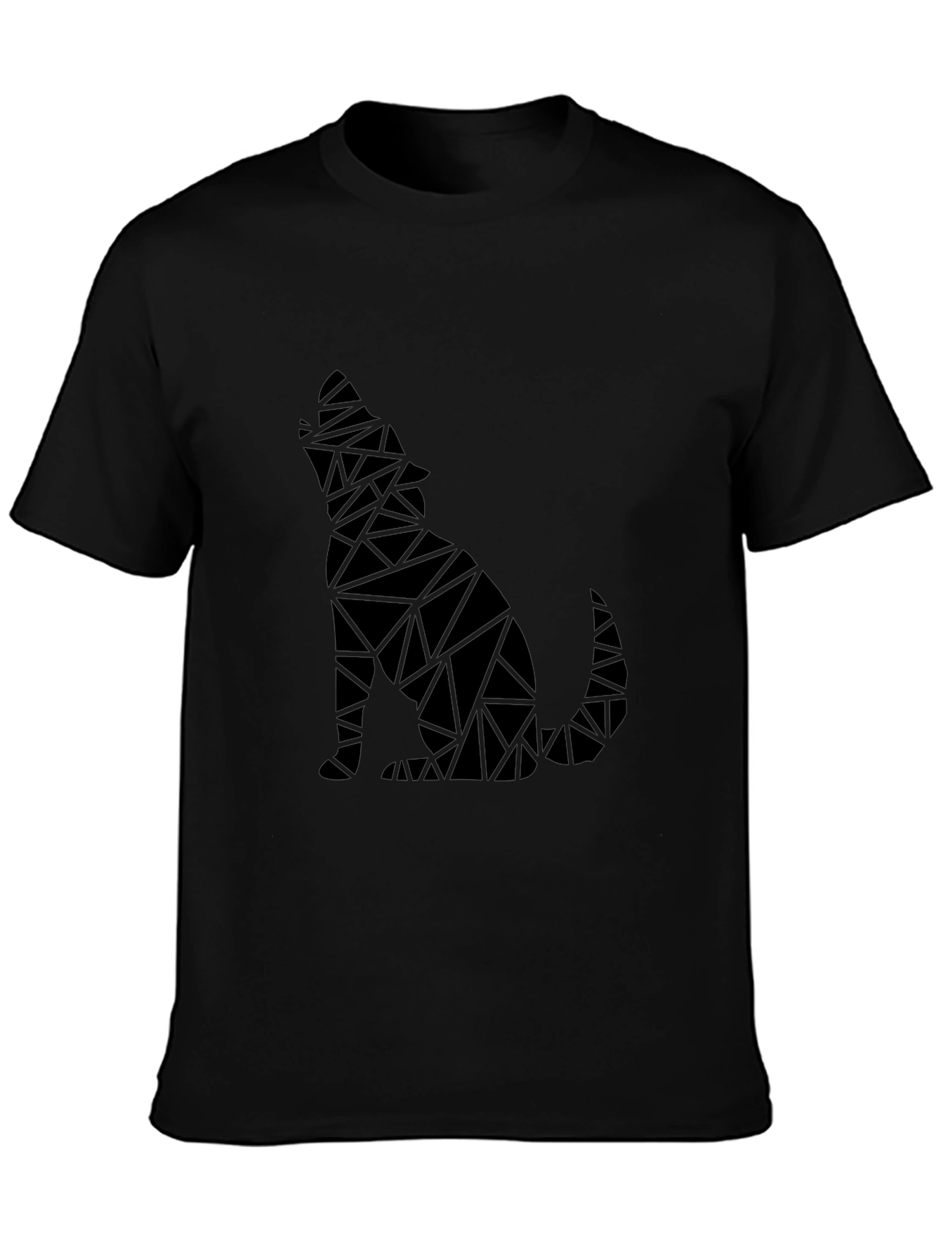 Geometric Wolf Graphic Mens Black T-Shirt