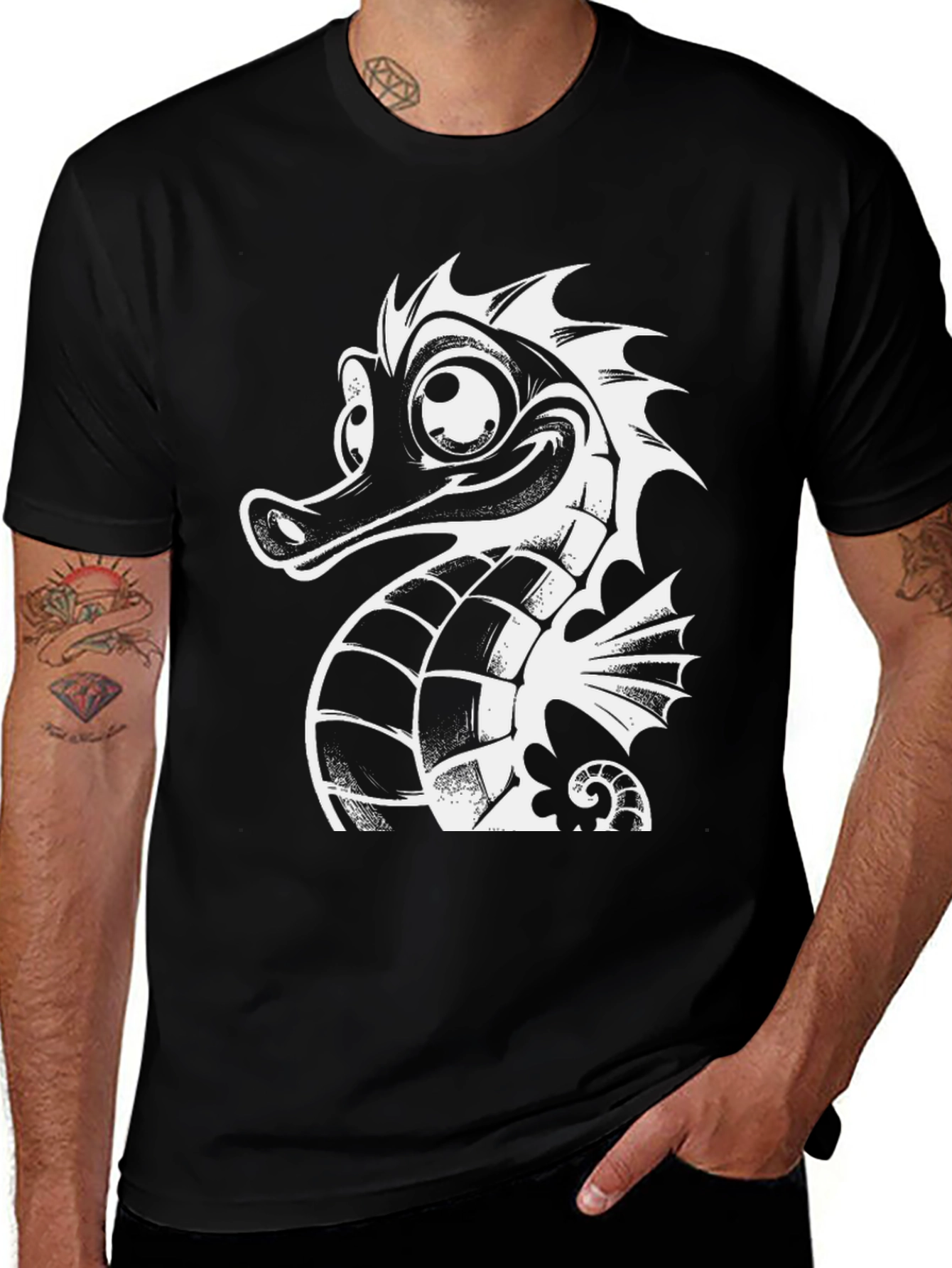 Seahorse Graphic Tee - Black