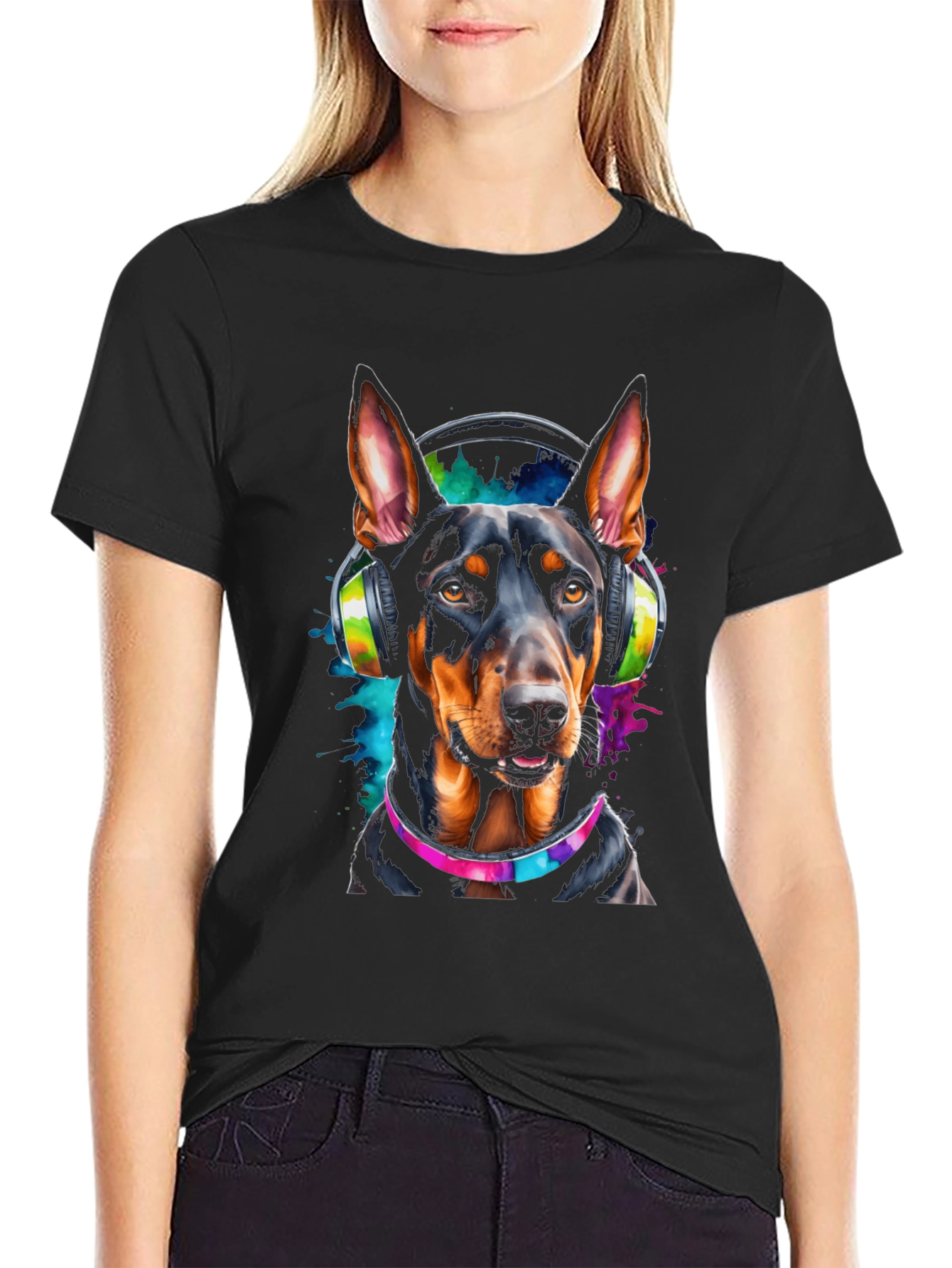 Doberman DJ Dog Graphic T-Shirt