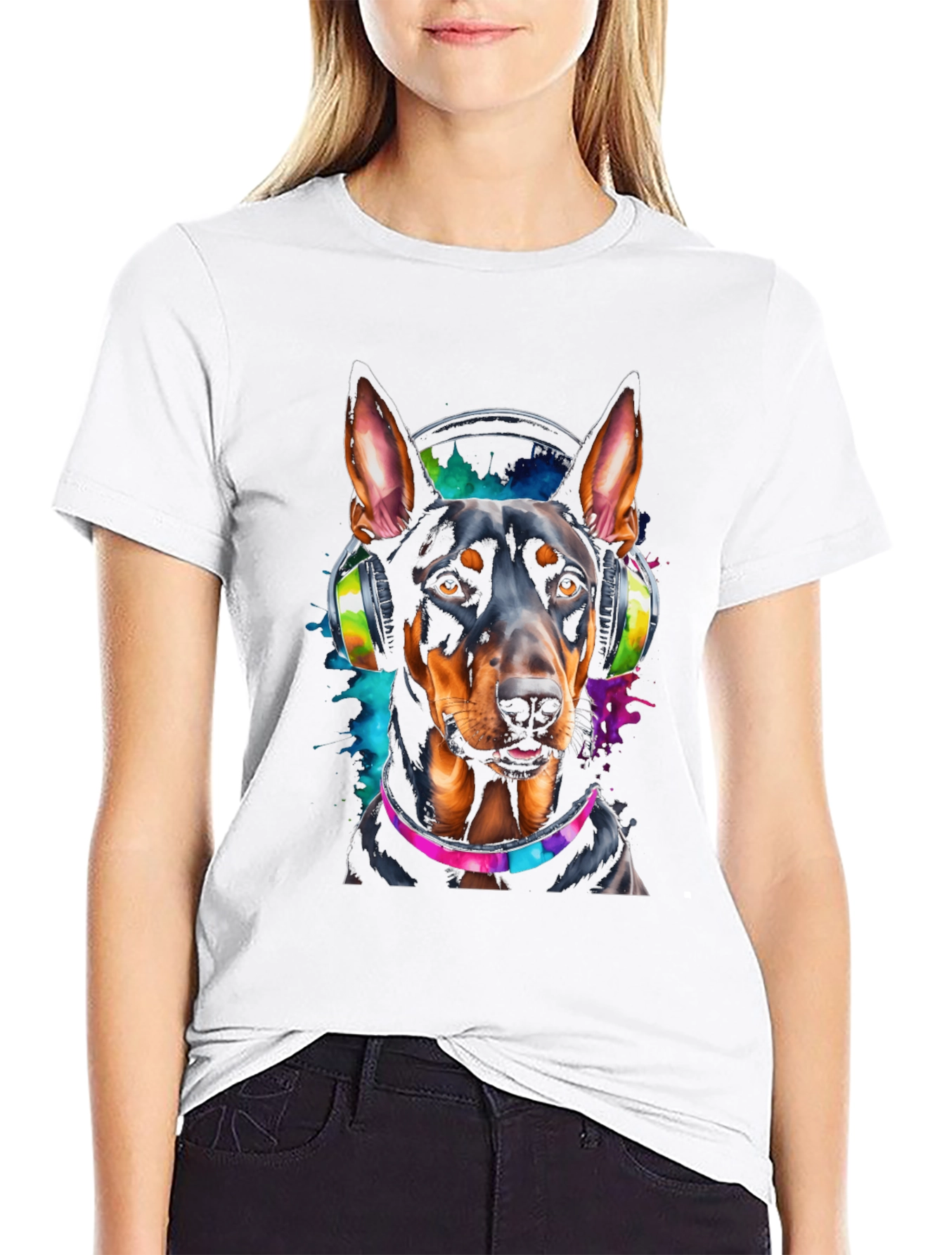 Doberman DJ Dog Graphic T-Shirt