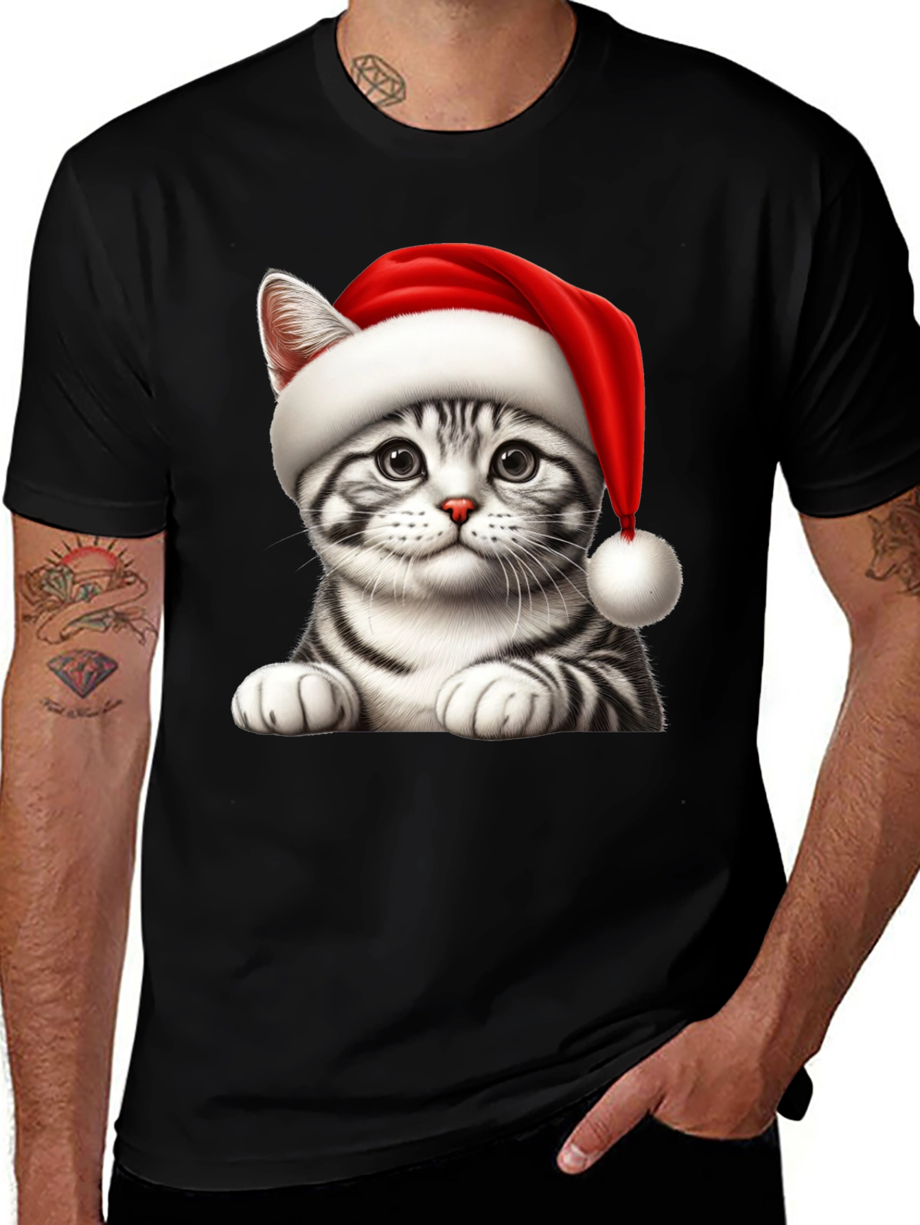 Festive Cat Tee - Holiday Cheer T-Shirt