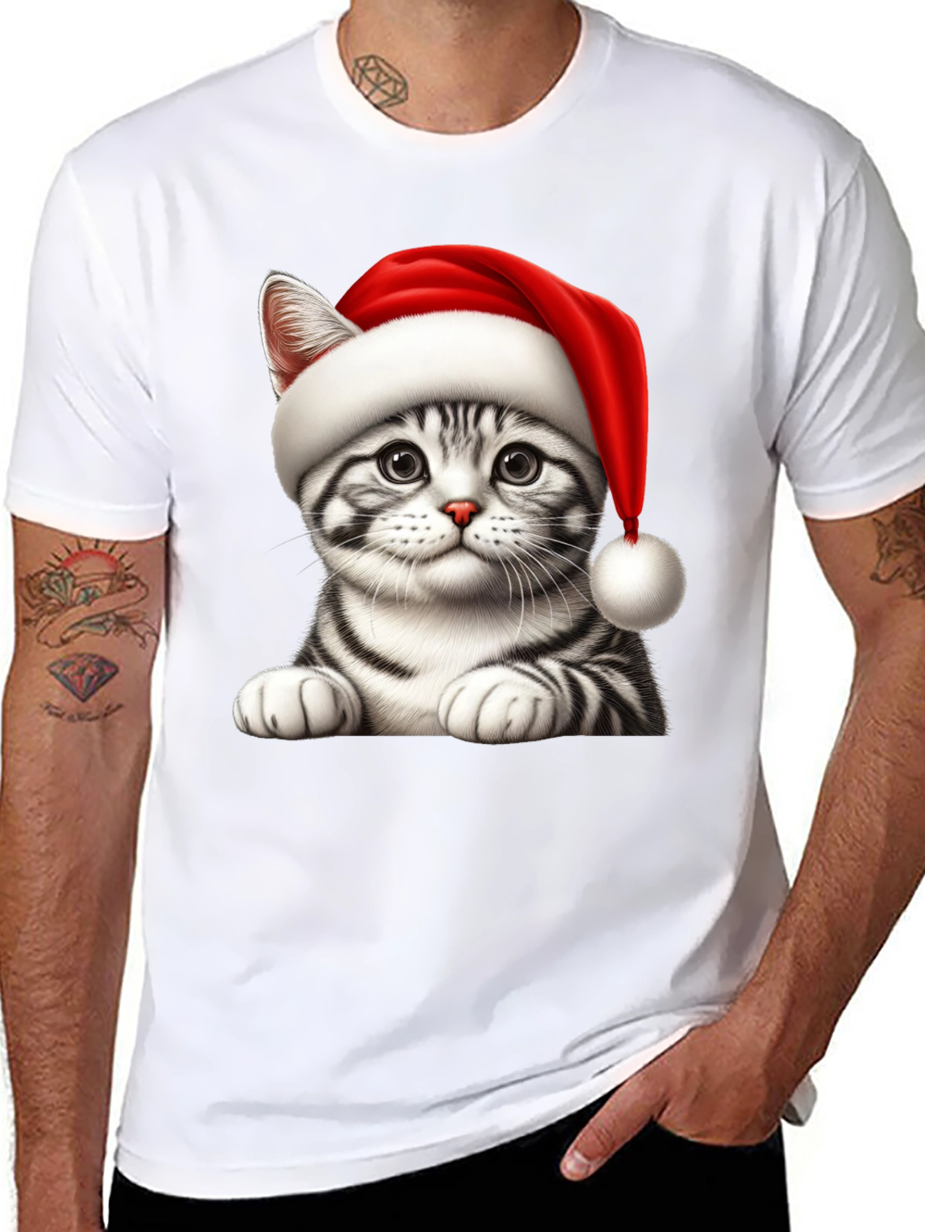 Festive Cat Tee - Holiday Cheer T-Shirt