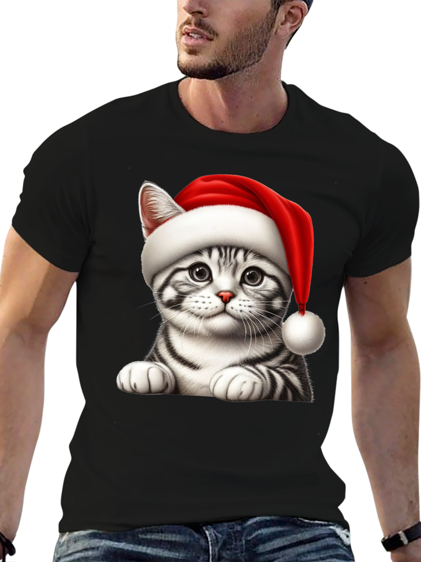 Festive Cat Tee - Holiday Cheer T-Shirt