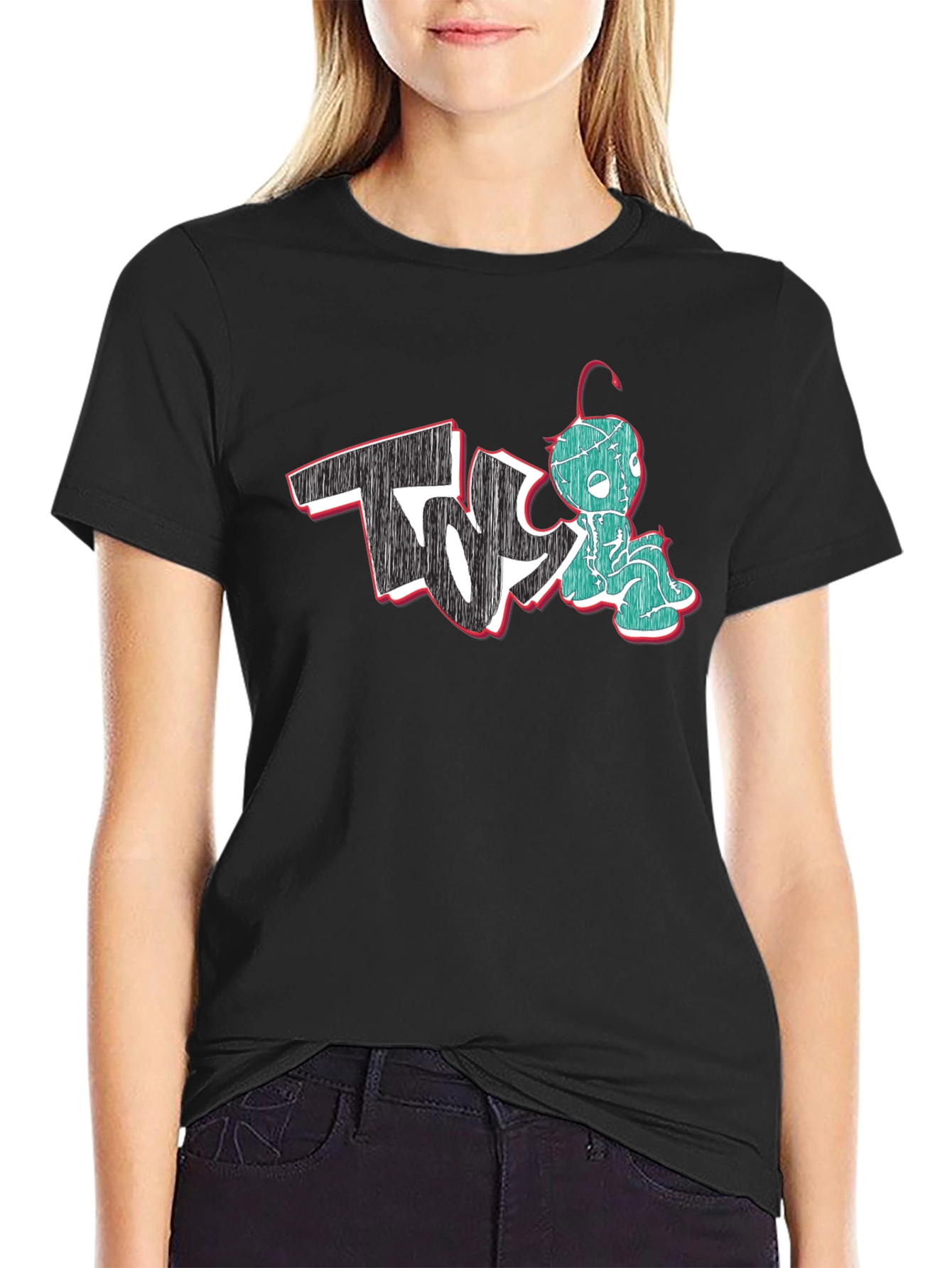 Unique Graphic Print Black T-Shirt