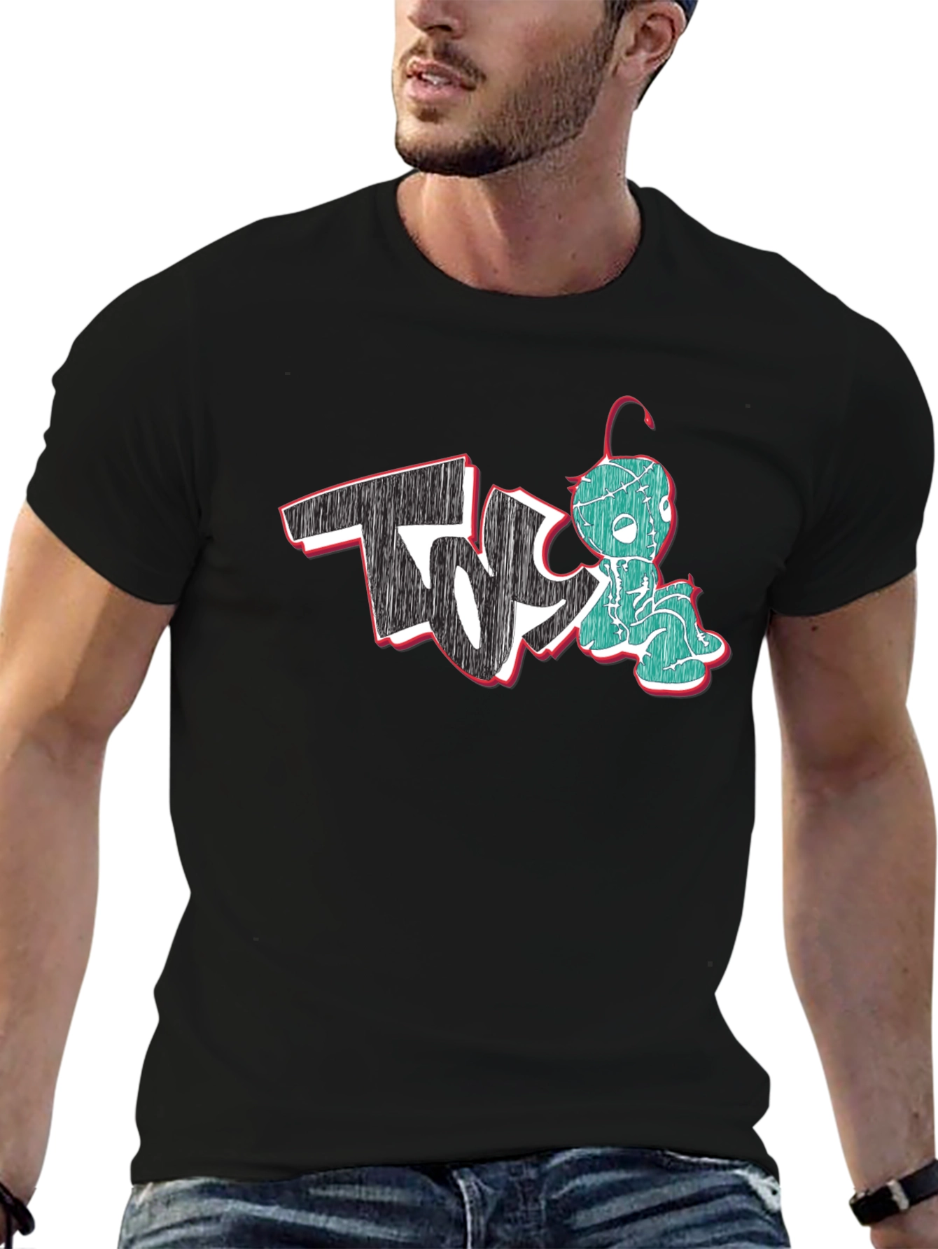 Unique Graphic Print Black T-Shirt