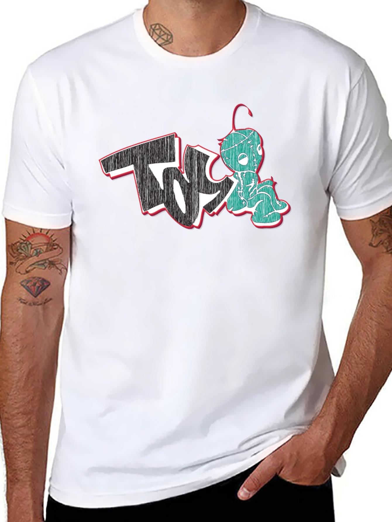 Unique Graphic Print Black T-Shirt