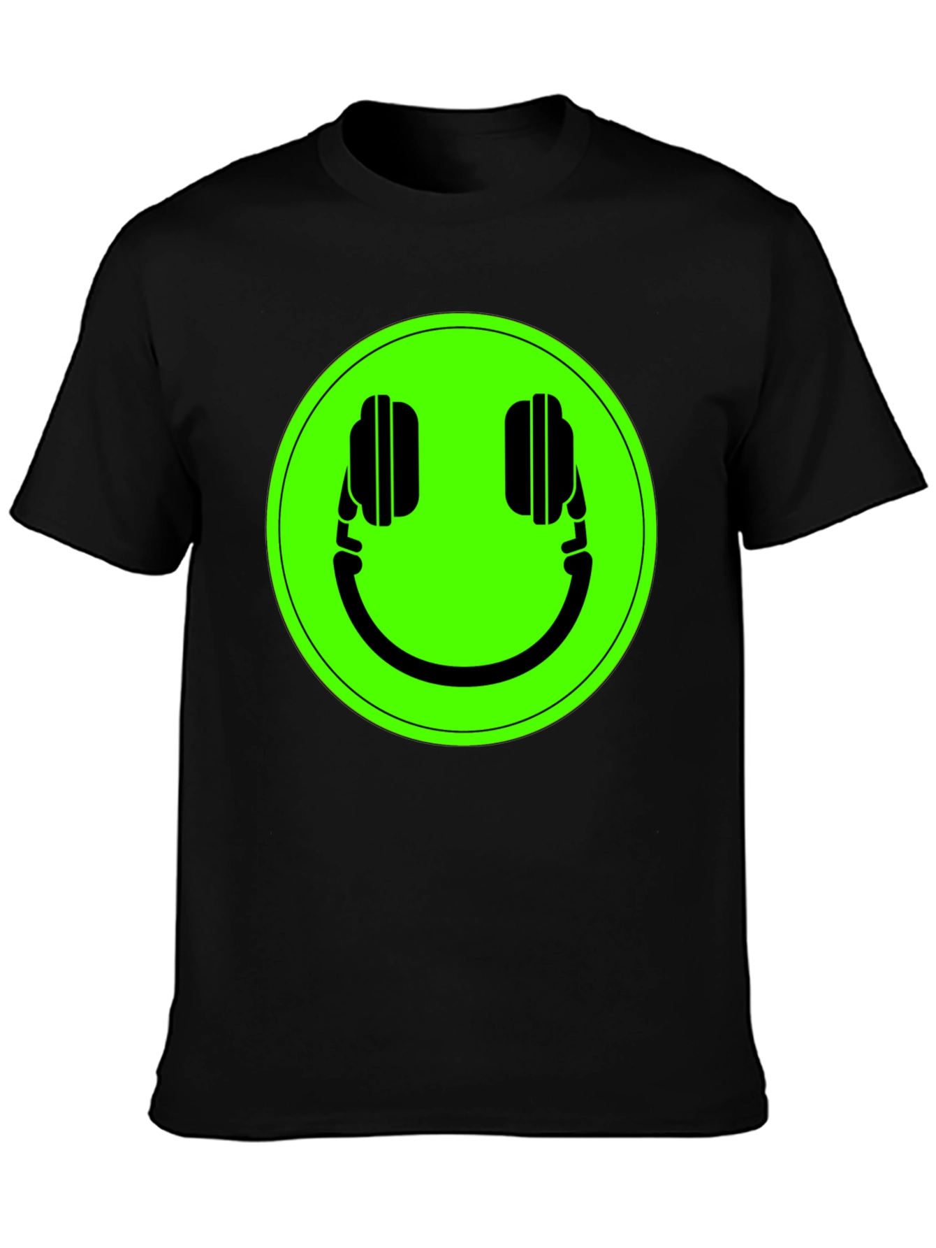 Smiley Headphone Graphic Tee - Black
