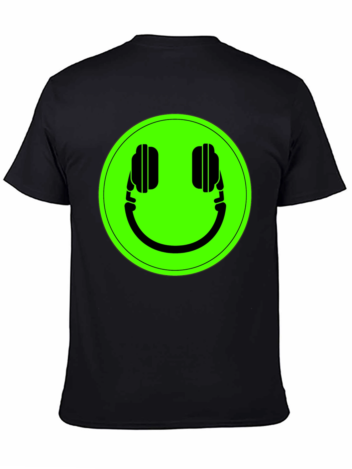 Smiley Headphone Graphic Tee - Black