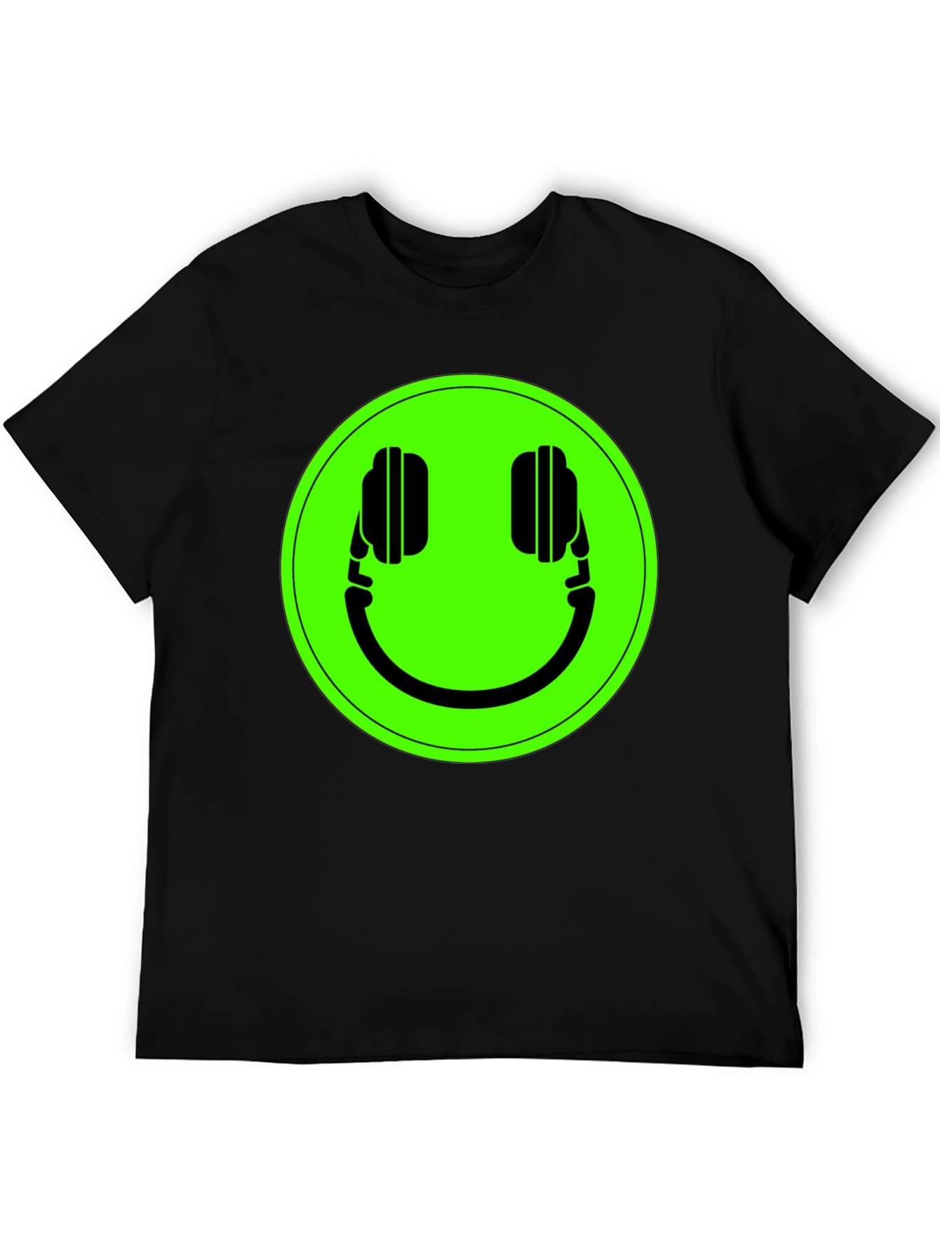 Smiley Headphone Graphic Tee - Black