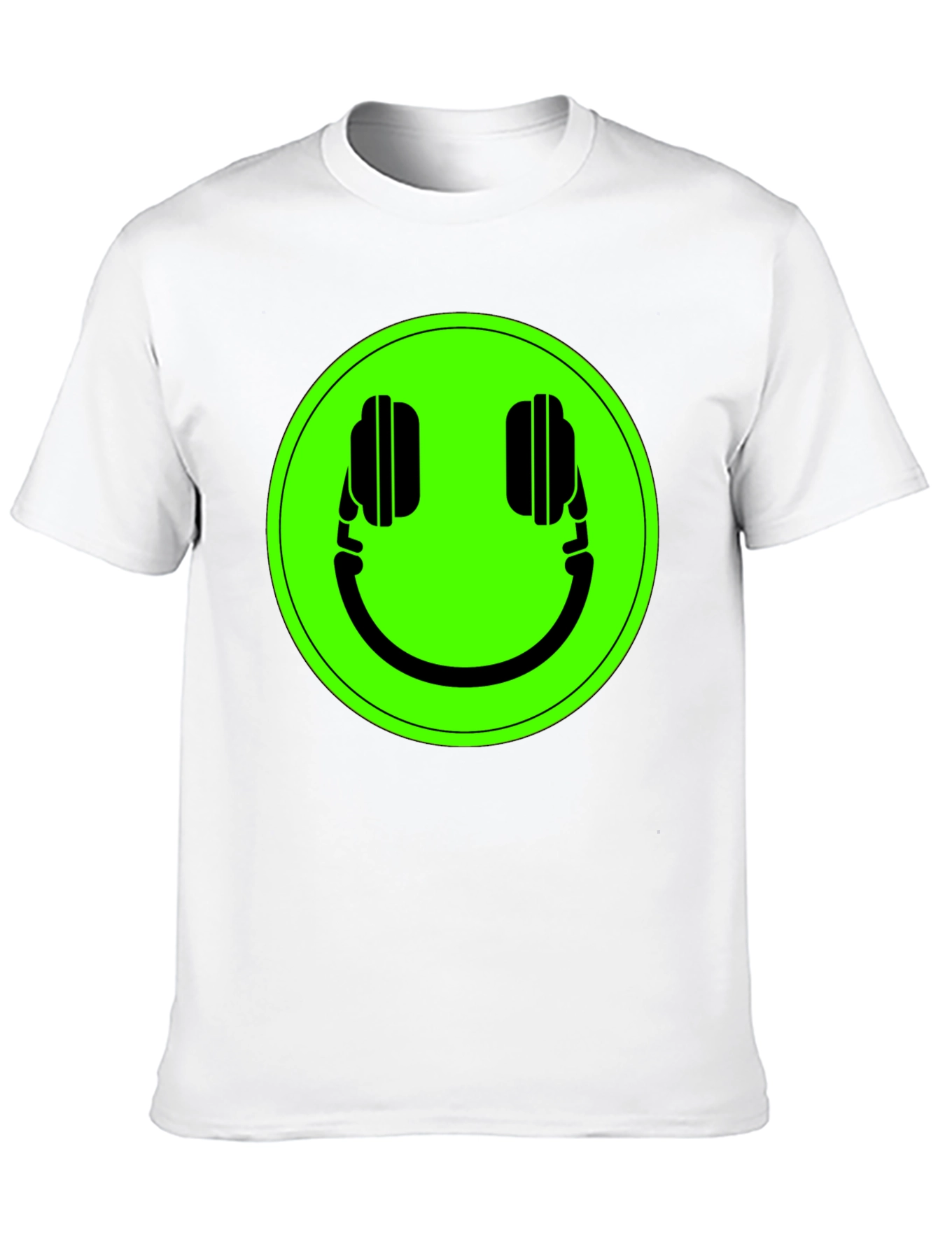 Smiley Headphone Graphic Tee - Black
