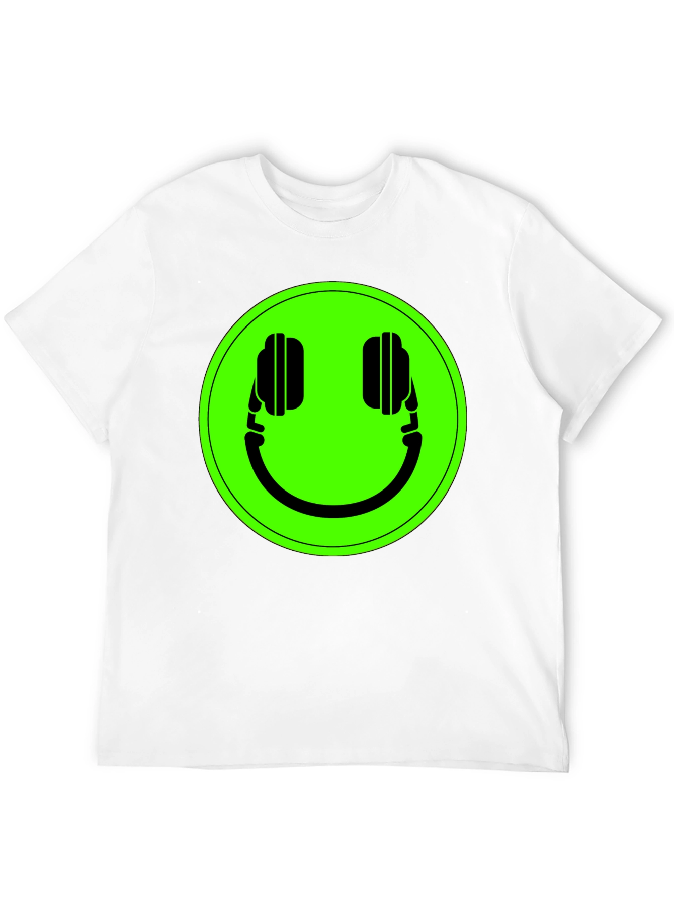Smiley Headphone Graphic Tee - Black