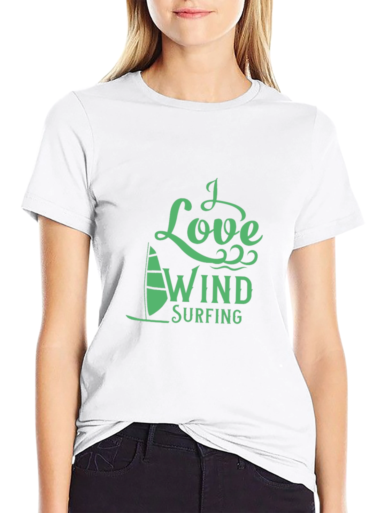 I Love Windsurfing Graphic Tee - Black
