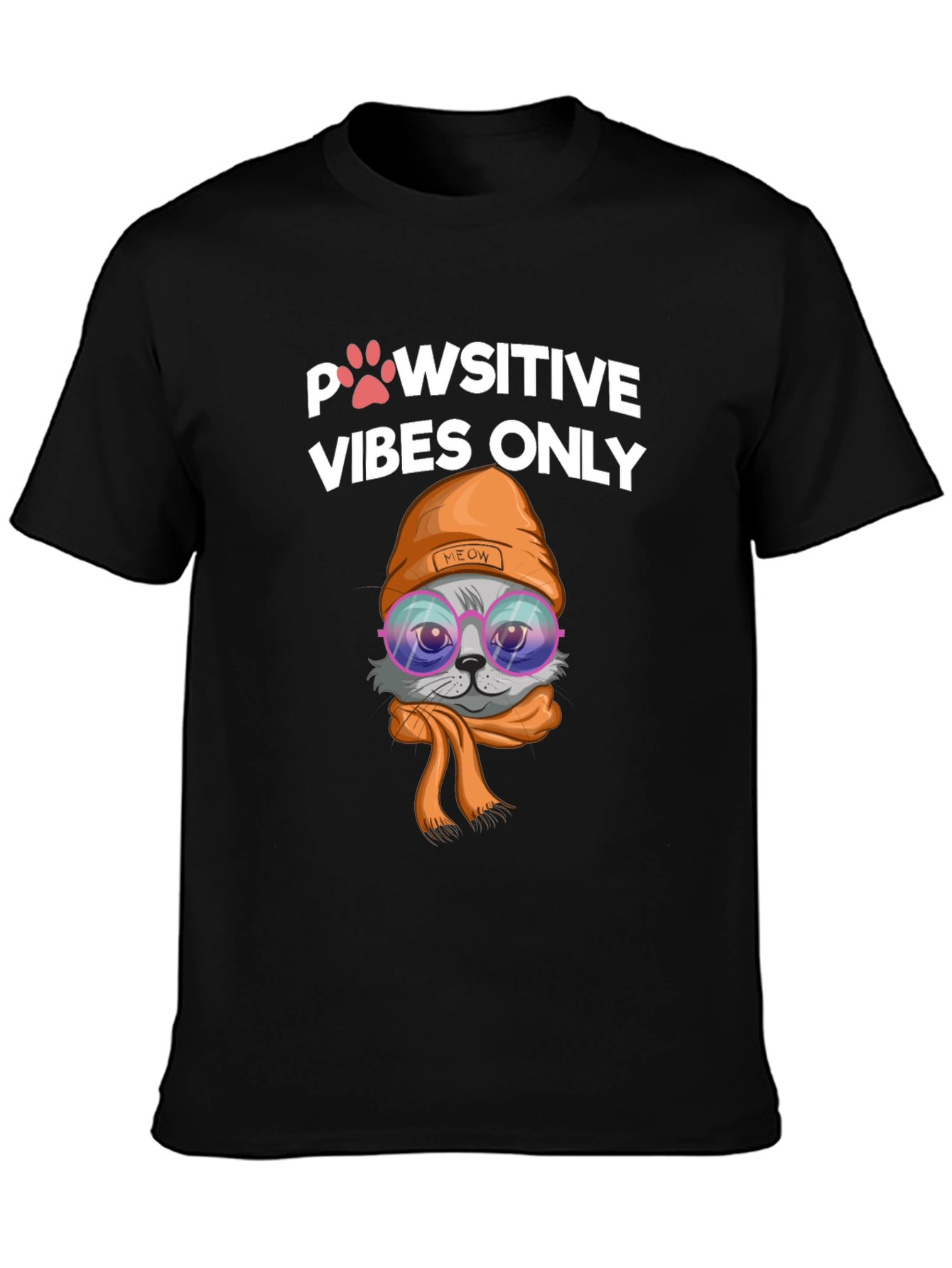 Pawsitive Vibes Cat Graphic Tee - Trendy Style!