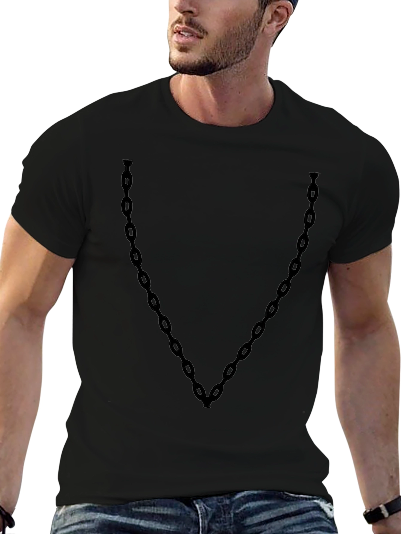 Mens Black Chain Graphic T-Shirt