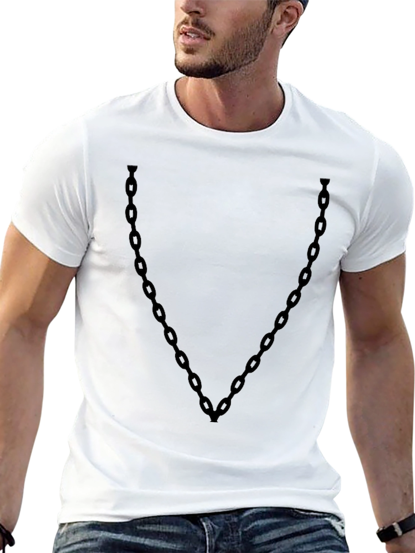 Mens Black Chain Graphic T-Shirt