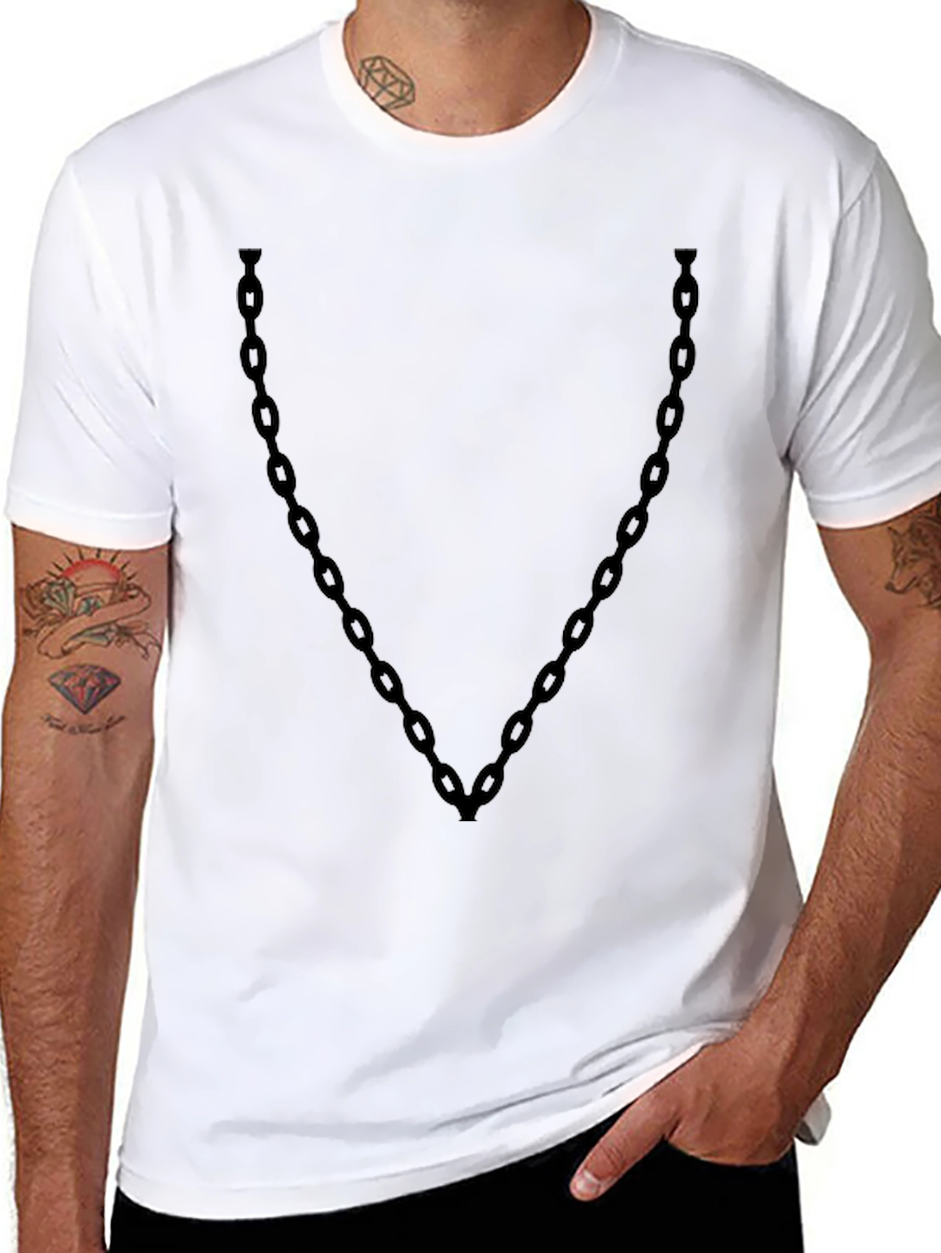 Mens Black Chain Graphic T-Shirt
