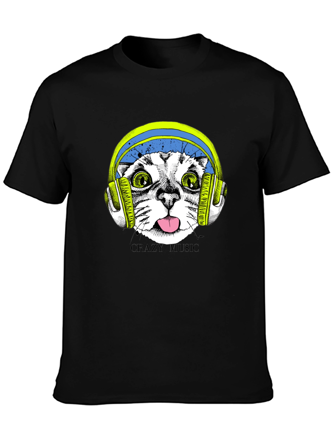 Crazy Music Cat Tee - Fun Graphic T-Shirt