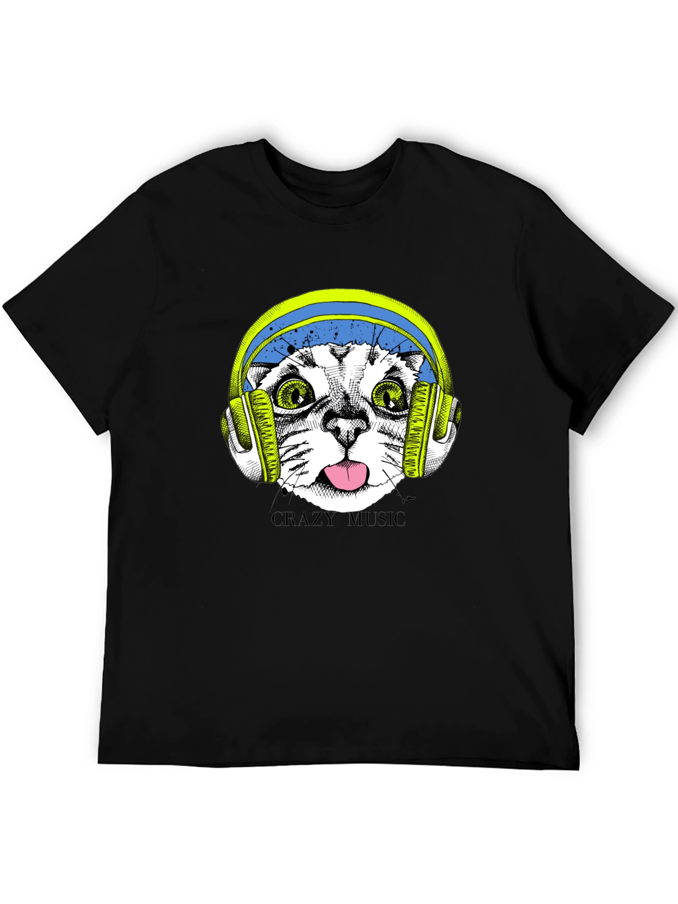 Crazy Music Cat Tee - Fun Graphic T-Shirt