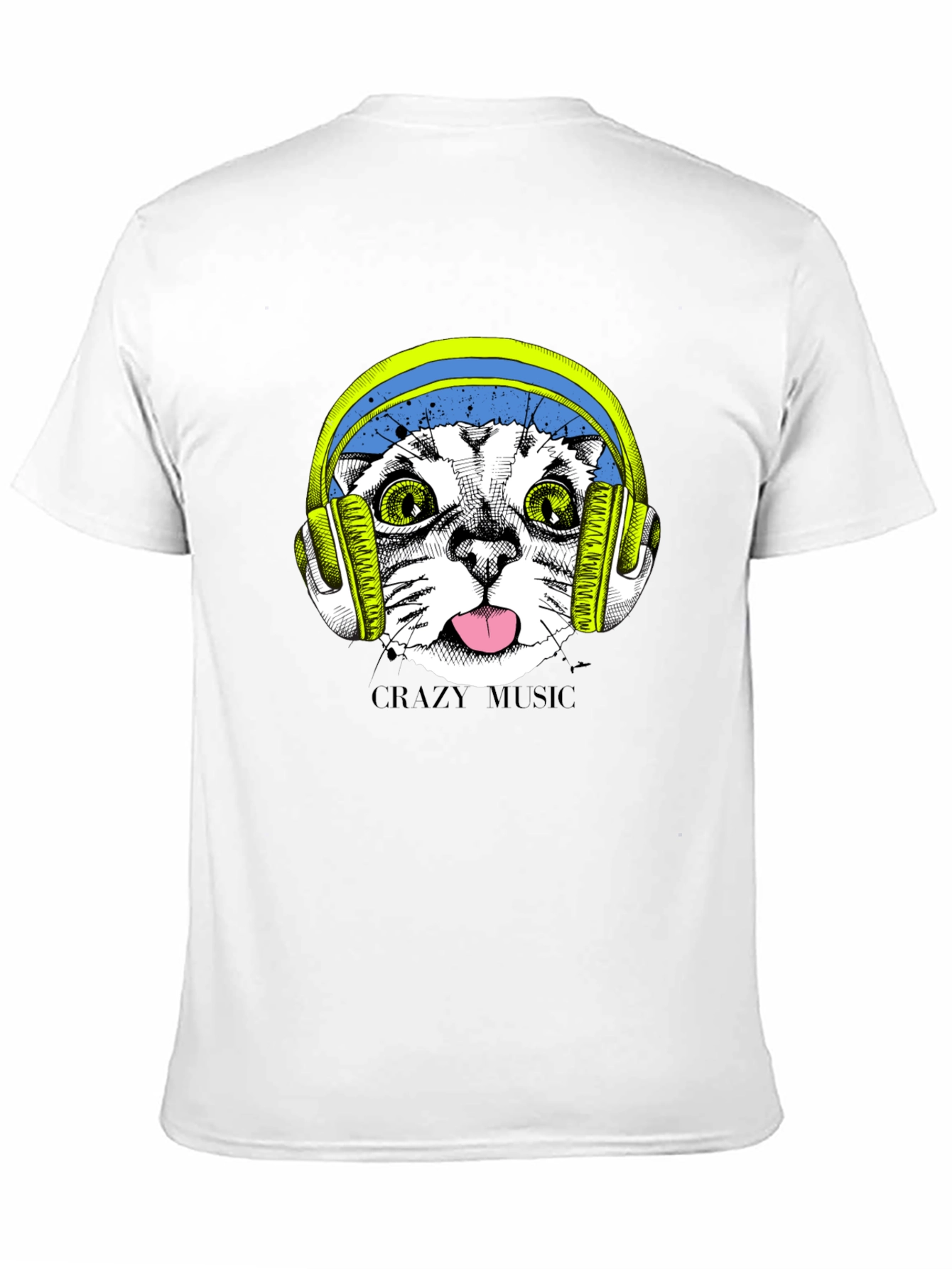 Crazy Music Cat Tee - Fun Graphic T-Shirt