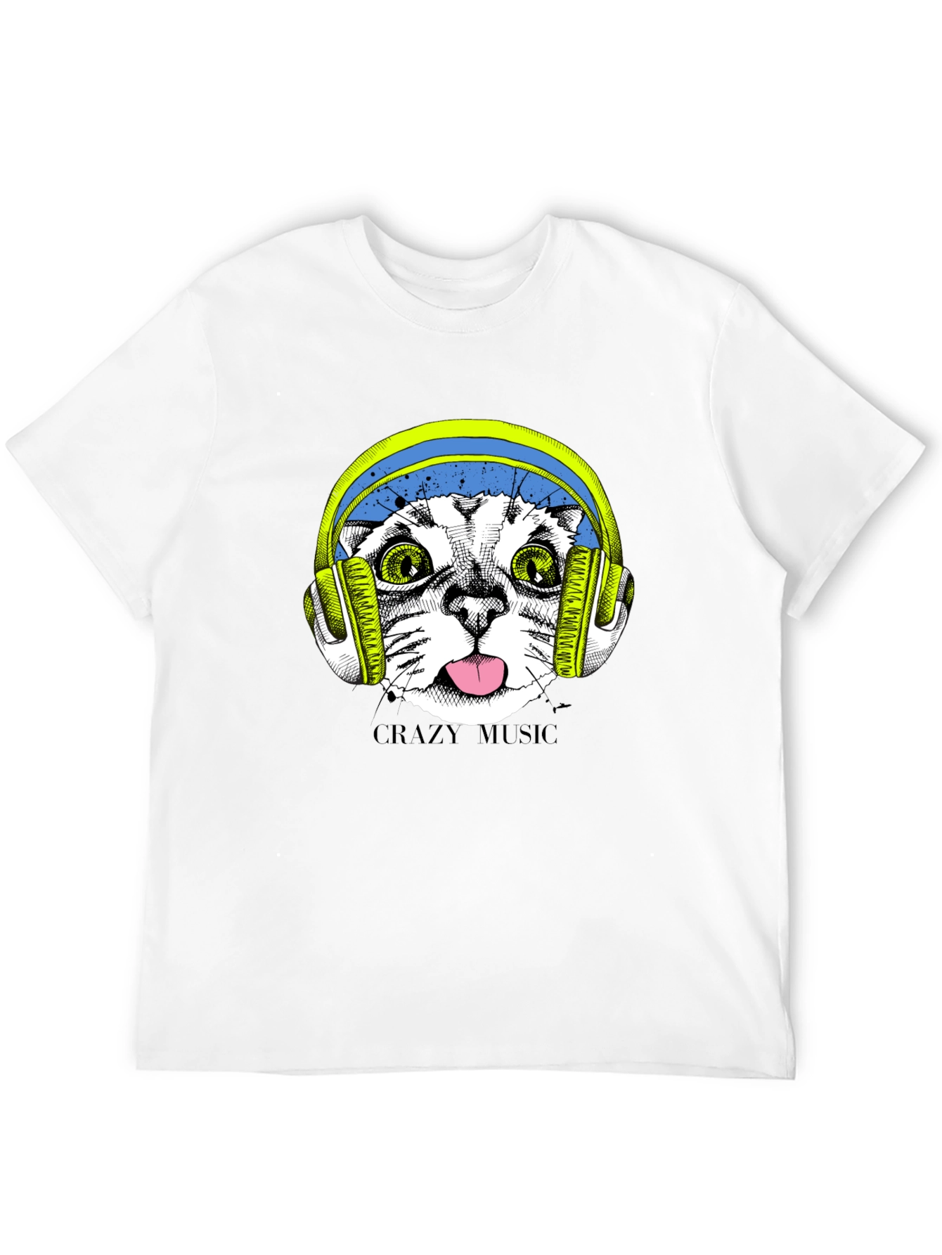 Crazy Music Cat Tee - Fun Graphic T-Shirt