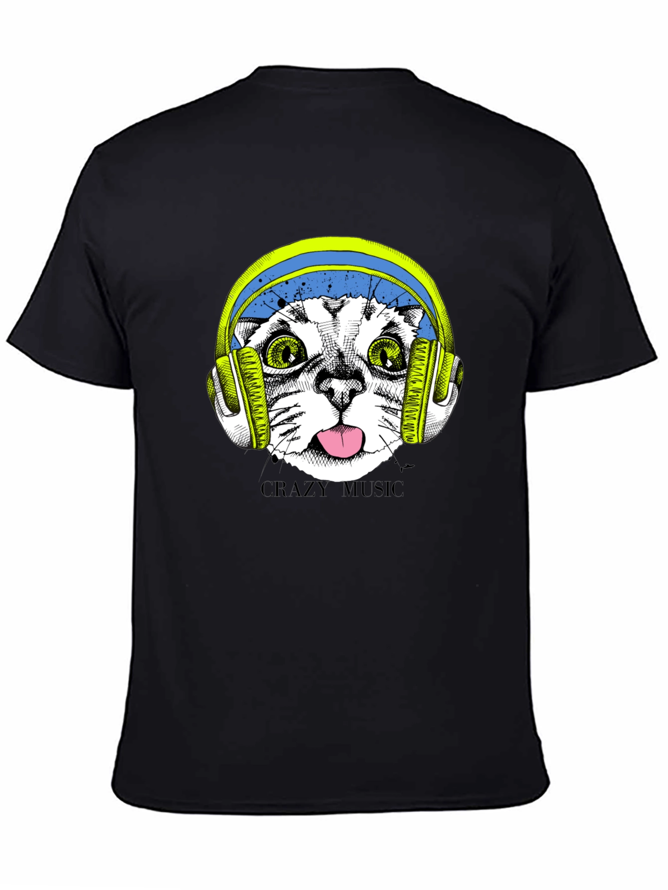 Crazy Music Cat Tee - Fun Graphic T-Shirt