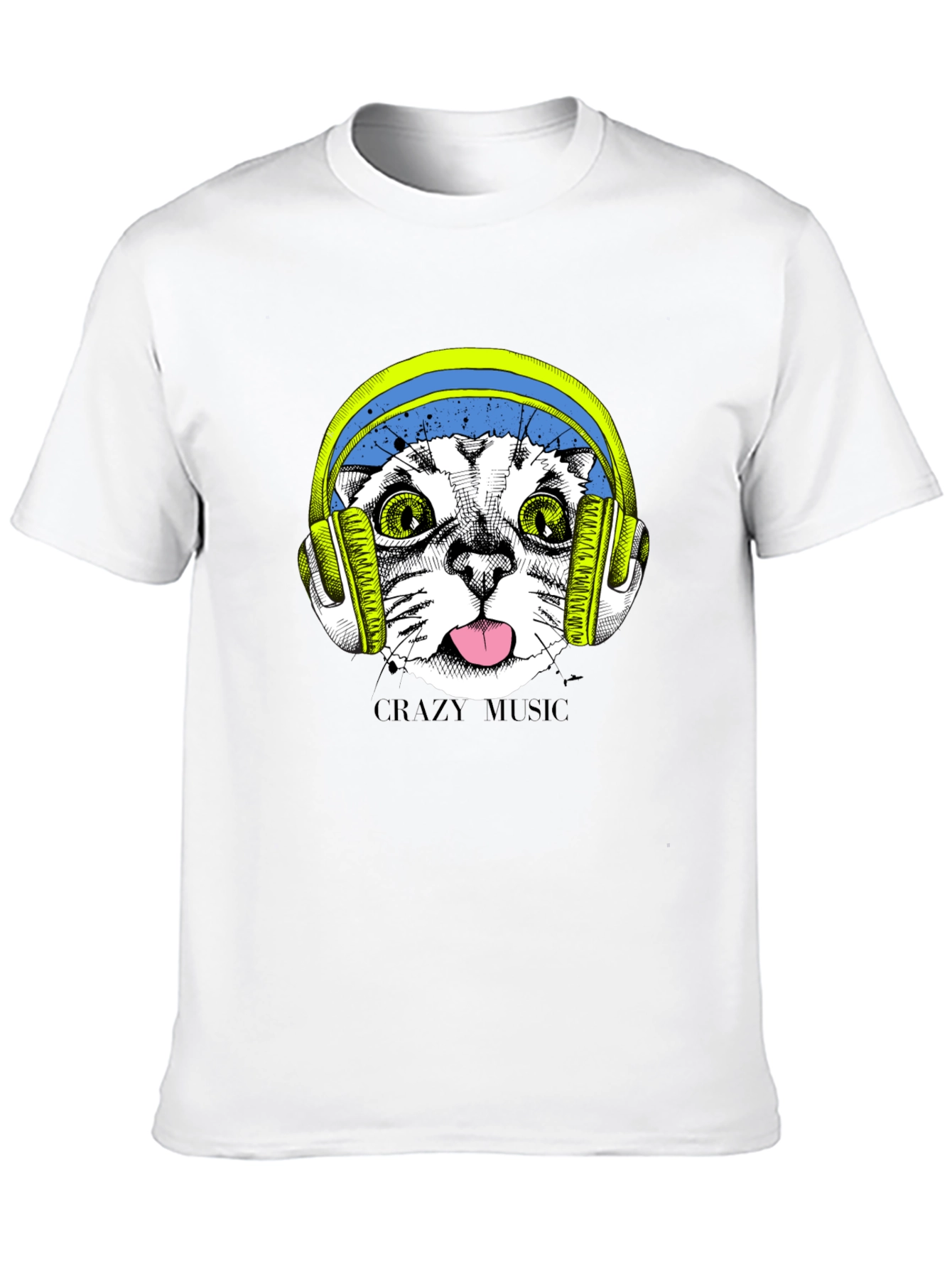 Crazy Music Cat Tee - Fun Graphic T-Shirt