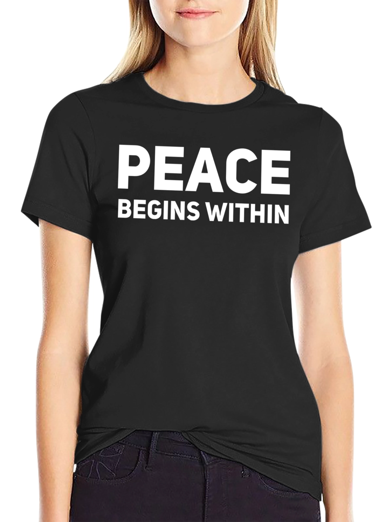 Peace Begins Within Black Graphic Tee