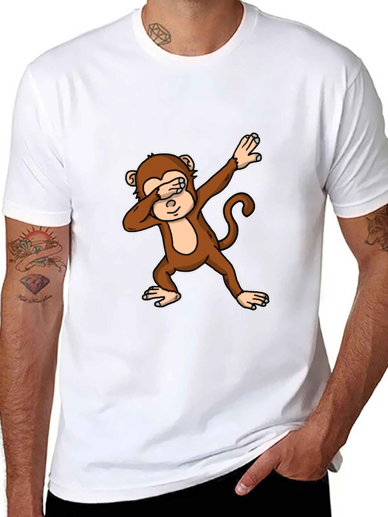 Dabbing Monkey Graphic Tee - Trendy Mens T-Shirt
