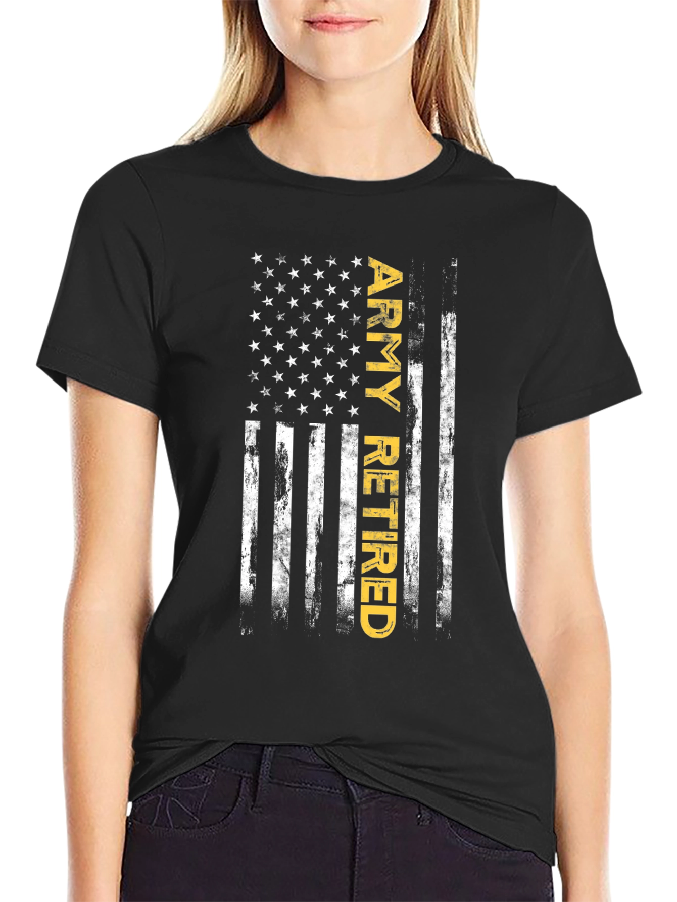 Army Retired American Flag Graphic T-Shirt