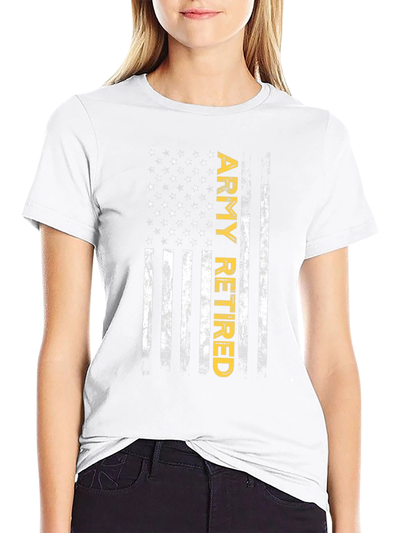 Army Retired American Flag Graphic T-Shirt
